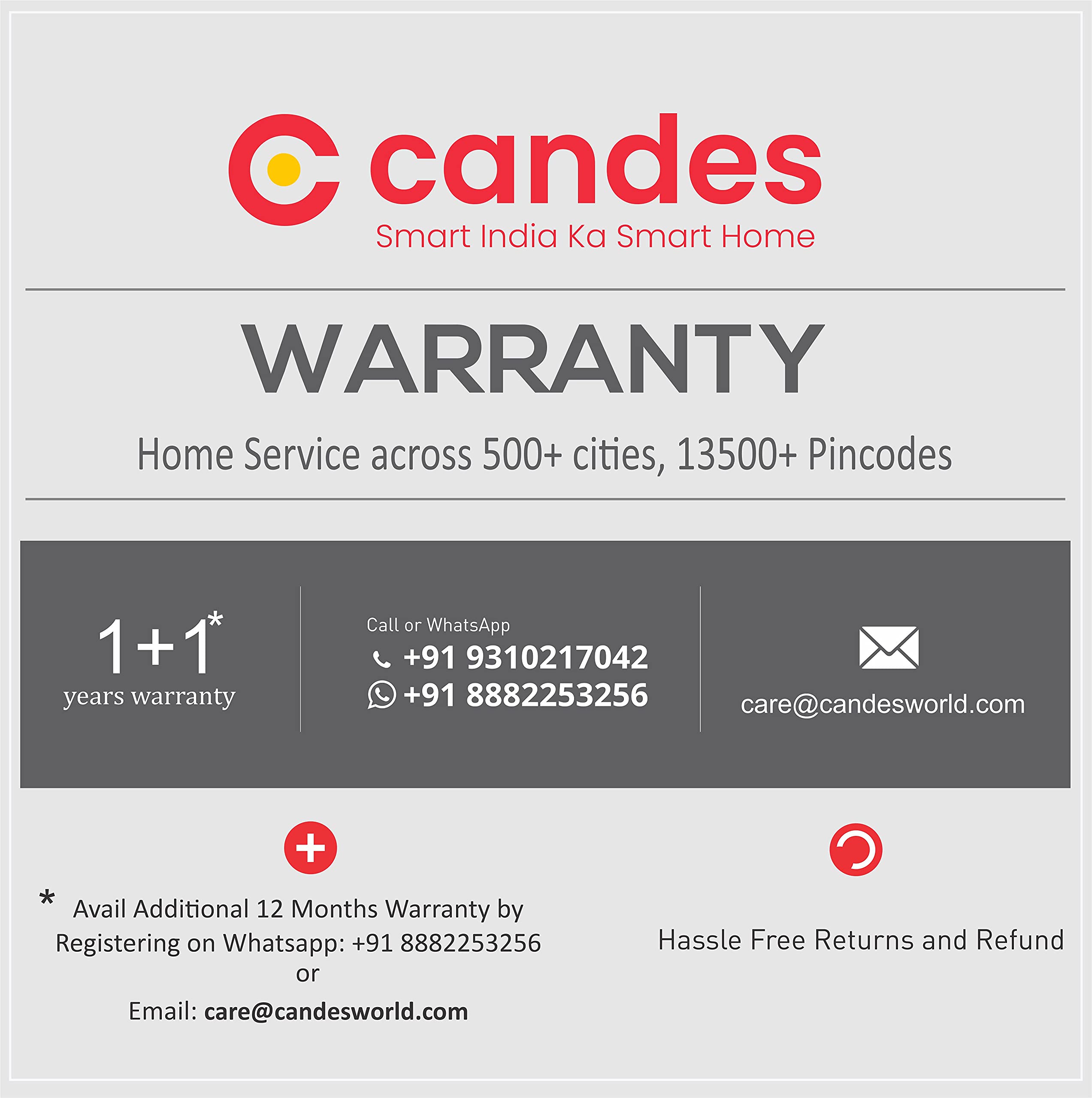 Candes Aura 3 Blade Automatic Oscillation Wall Fan With 2 Year Warranty (White Cherry, 400mm) - view 7