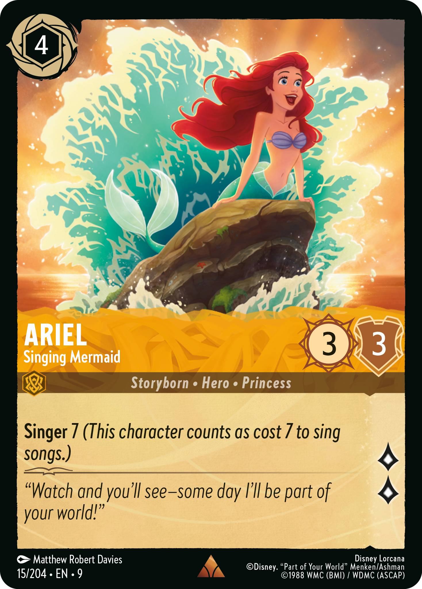 204 fabled non-foil – Lorcana Ariel - Singing Mermaid - 15/204 [Fabled] [Non-Foil]