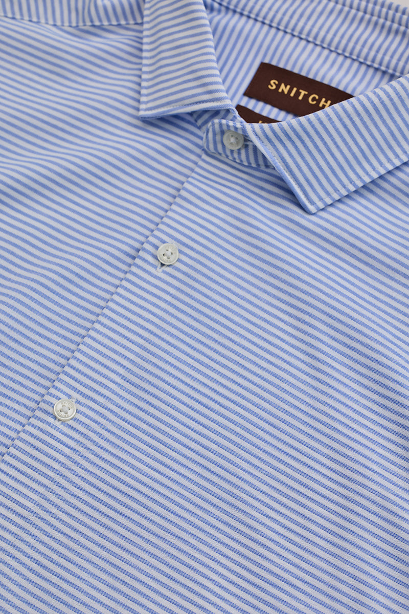 SNITCH Light Blue Stripes Stretch Shirt - view 2