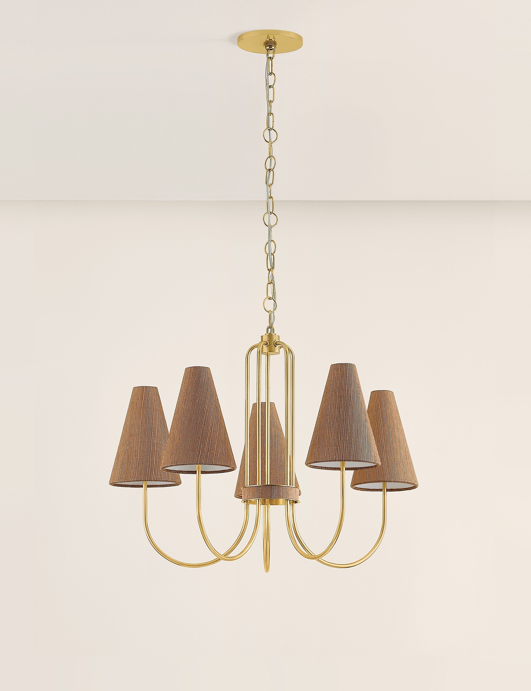 Lulu and Georgia Hachette Chandelier – Antique Brass and Light Brown - view 2