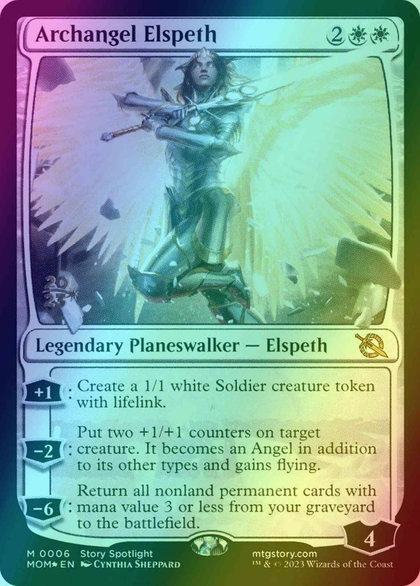 Archangel elspeth 6s – Magic Archangel Elspeth [6s] [Prerelease] [March of the Machine: Promos] [Foil]