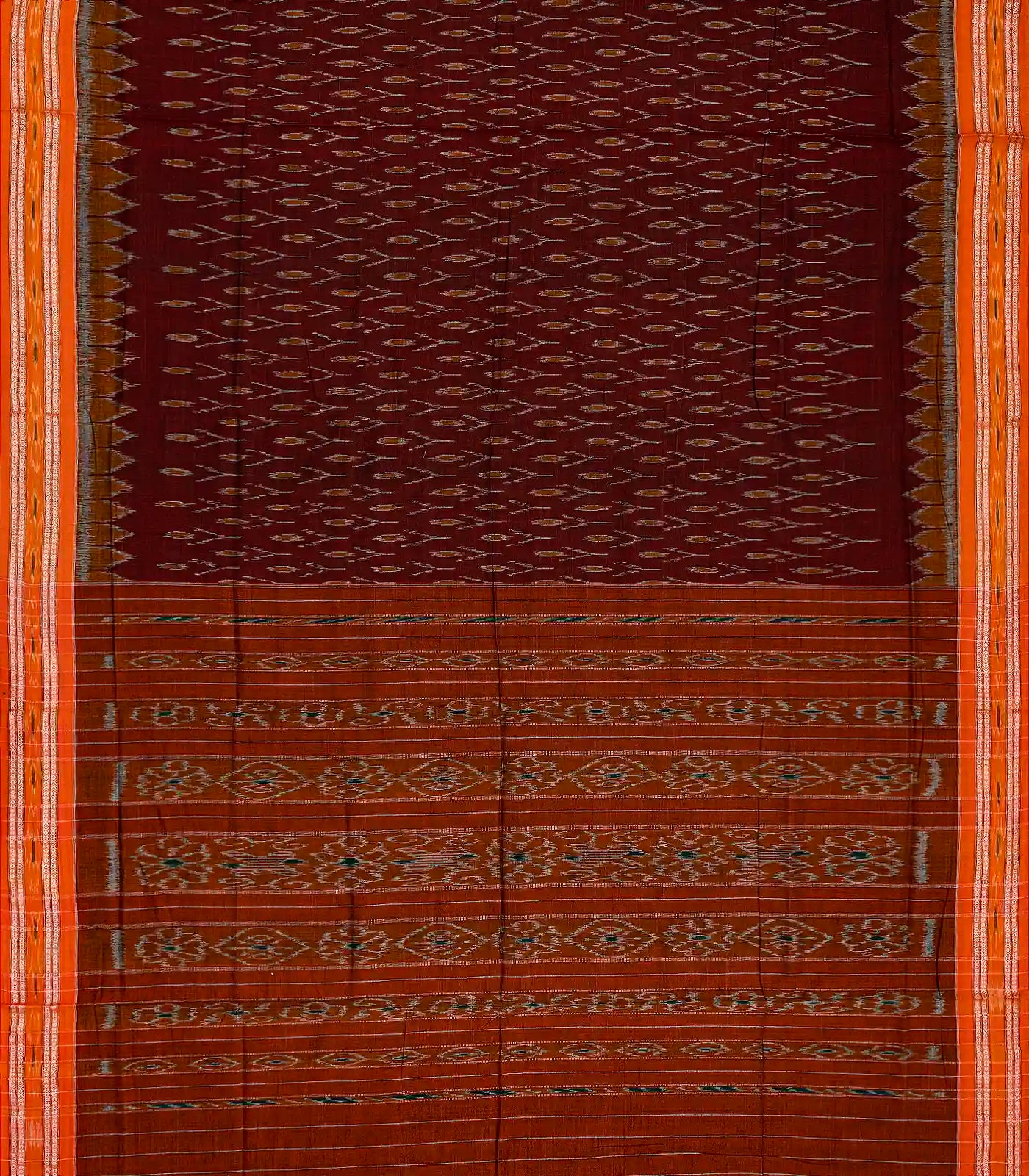 RmKV Maroon Orissa Cotton Saree With Tie & Dye Floral Motifs - view 2