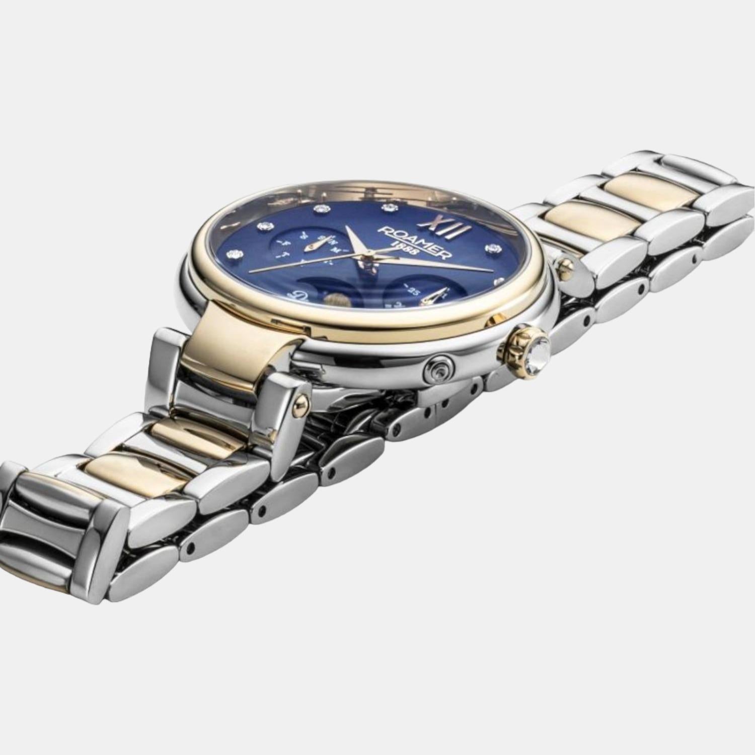 Roamer Dreamline Moonphase Women Quartz Blue Dial Analog Stainless Steel Watch 858801 48 49 50 - view 3