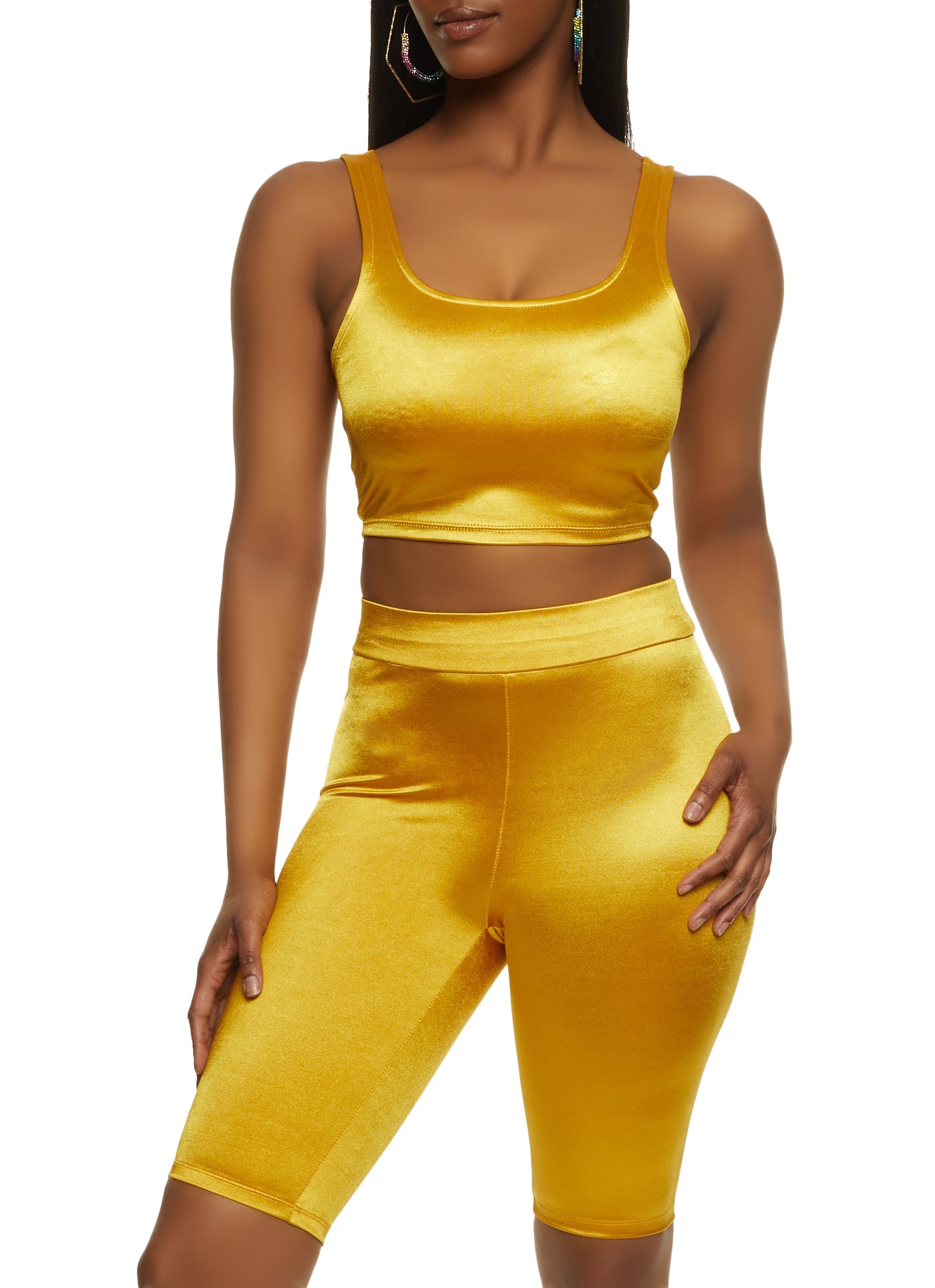 Rainbow Shops Solid Spandex Cropped Tank Top – Women's - view 2