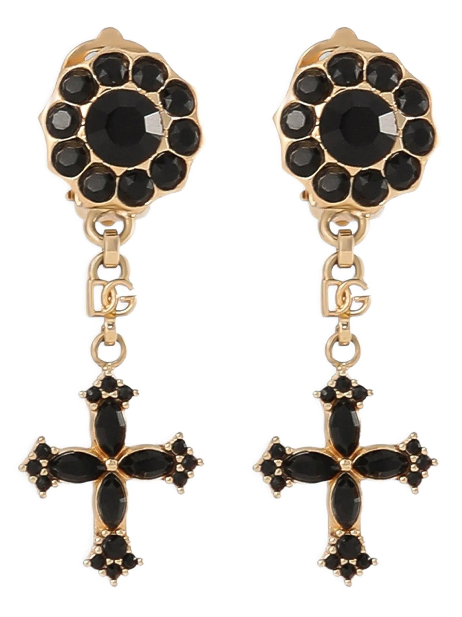 Dolce & Gabbana Cross Pendant Earrings – 70% brass, 30% glass