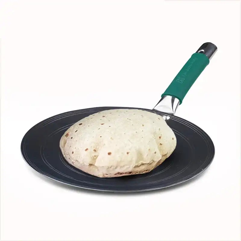 Ironklad 100 pure – The Indus Valley Ironklad 100% Pure Sheet Iron Concave Tawa, Steel Cool Touch Handle & Silicone Grip, Pre-seasoned, Toxin-free, 27 cm, 1 Kg