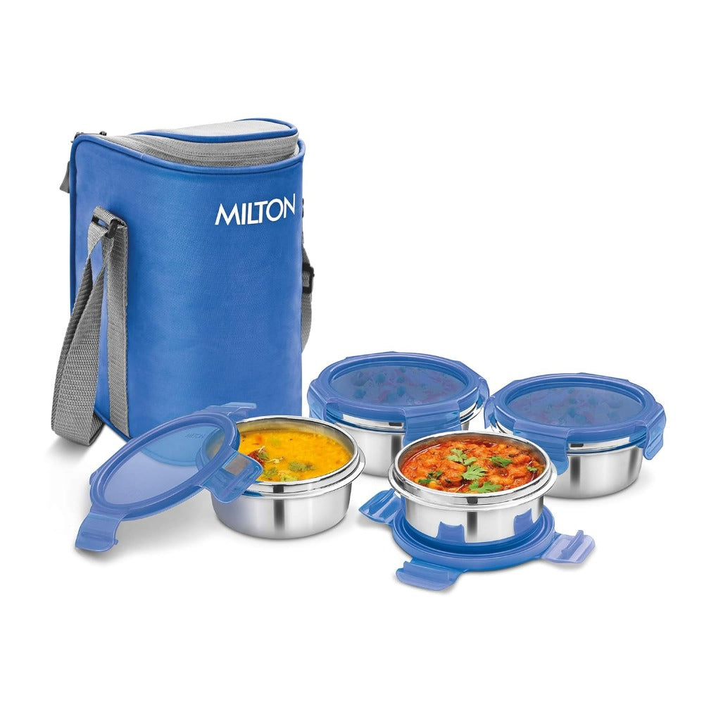 Milton Cube 4 Stainless Steel Tiffin with Jacket | 4 Stainless Steel Containers - view 2