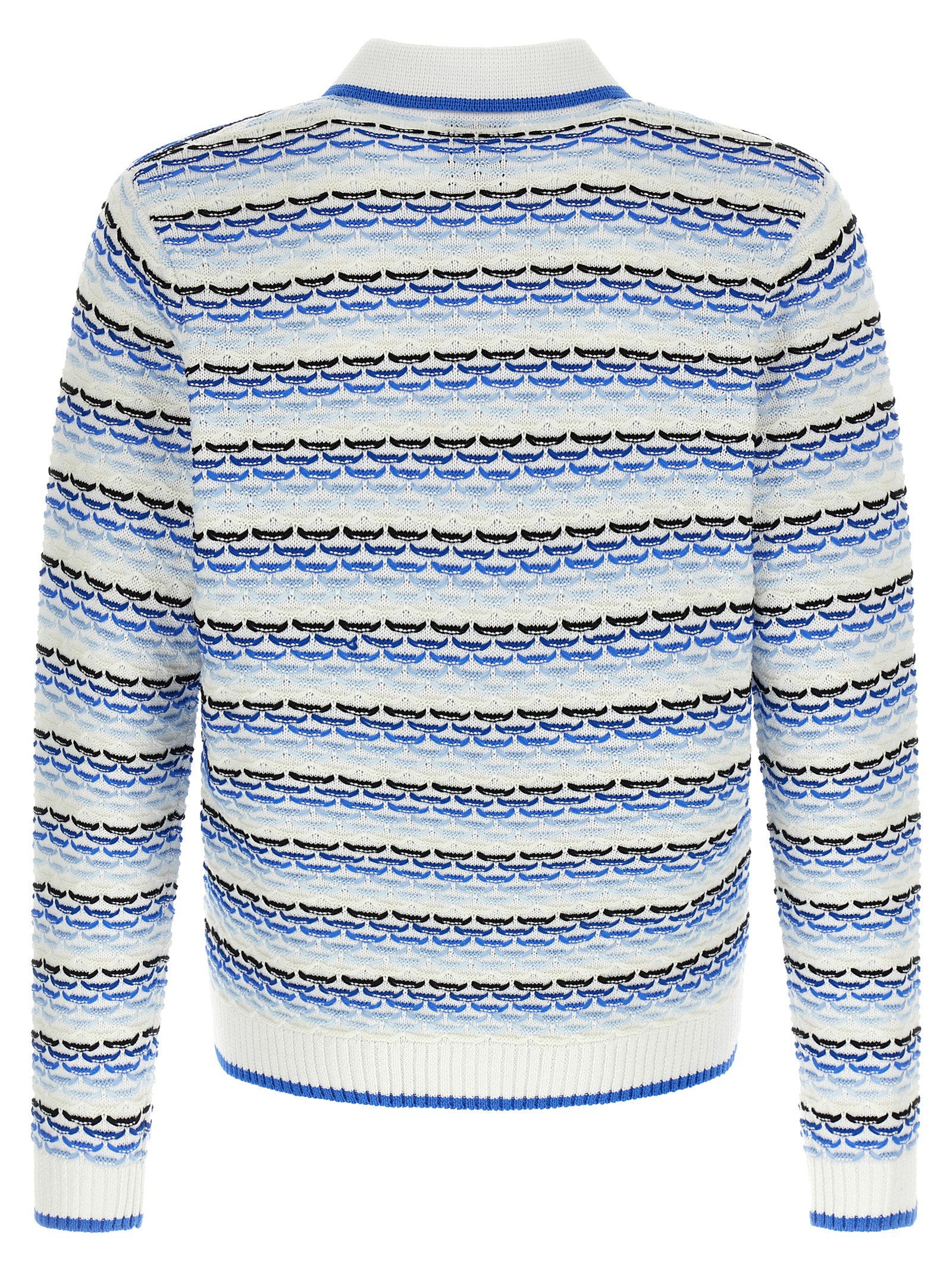 Casablanca Tuck Stitch Long Sleeve Polo Shirt - view 2