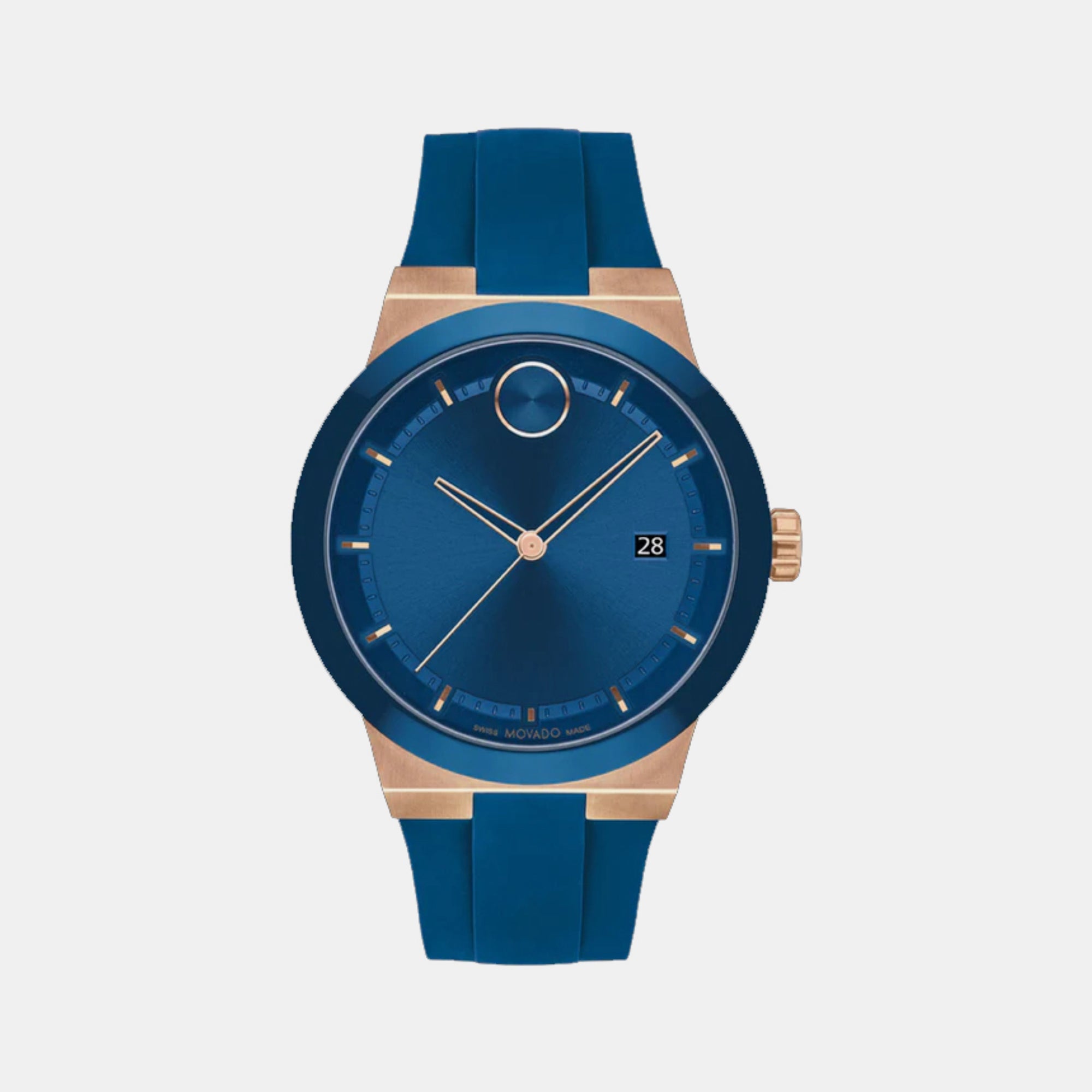 Movado Bold Fusion Men Quartz Blue Dial Analog Silicone Watch 3601140