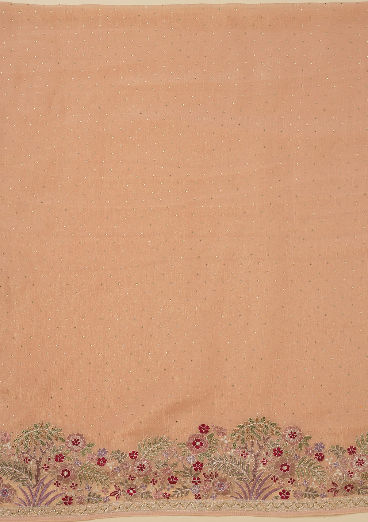 Koskii Peach Threadwork Tissue Unstitched Salwar Suit - view 4