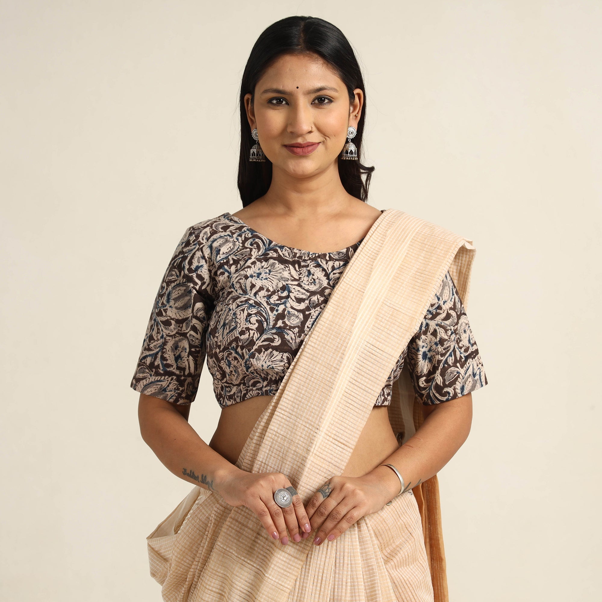 ITOKRI CASUALS Brown - Pedana Kalamkari Block Printed Cotton Stitched Blouse 29