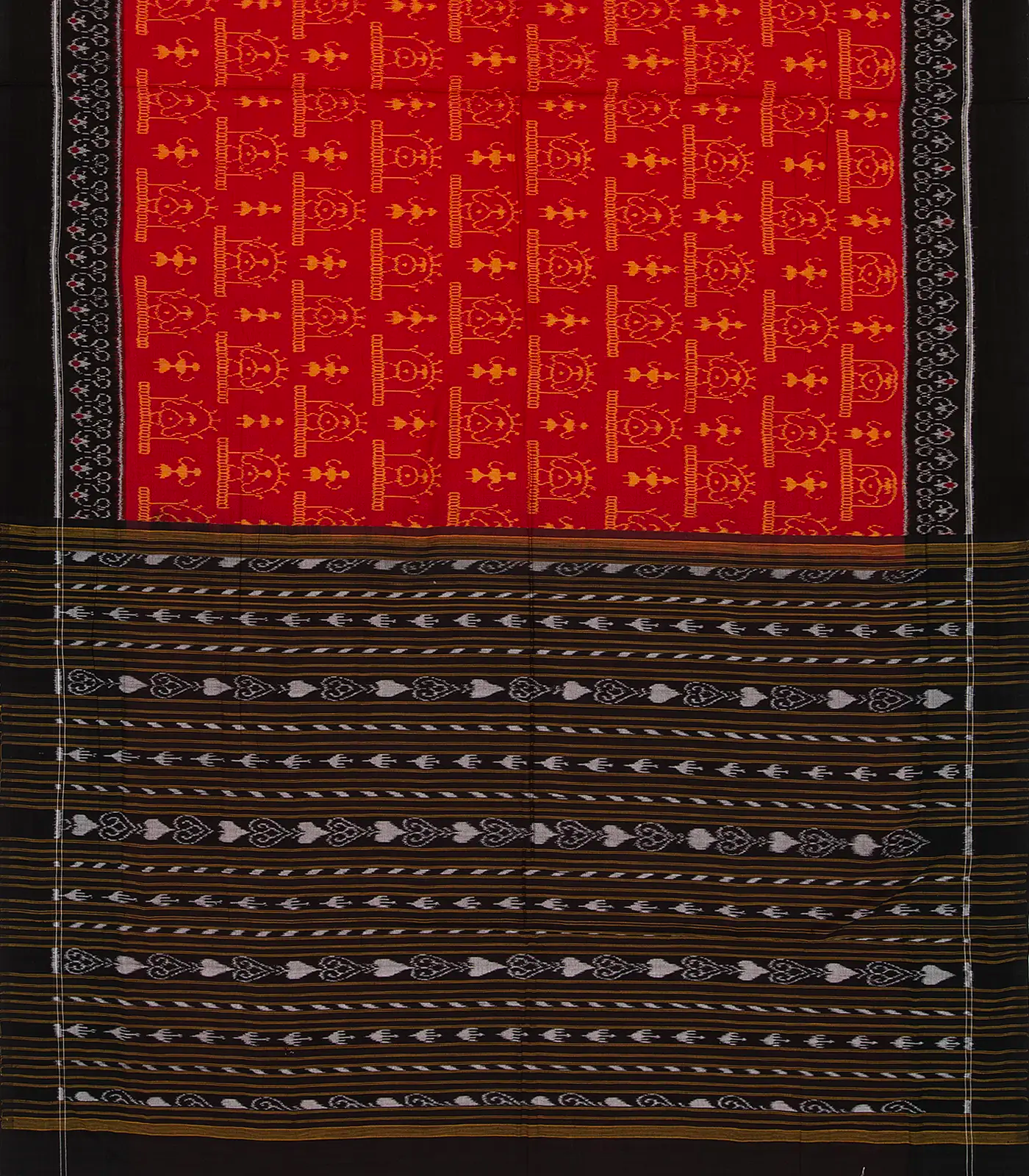RmKV Red Handloom Orissa Cotton Saree With Tie & Dye Flower Motifs - view 2