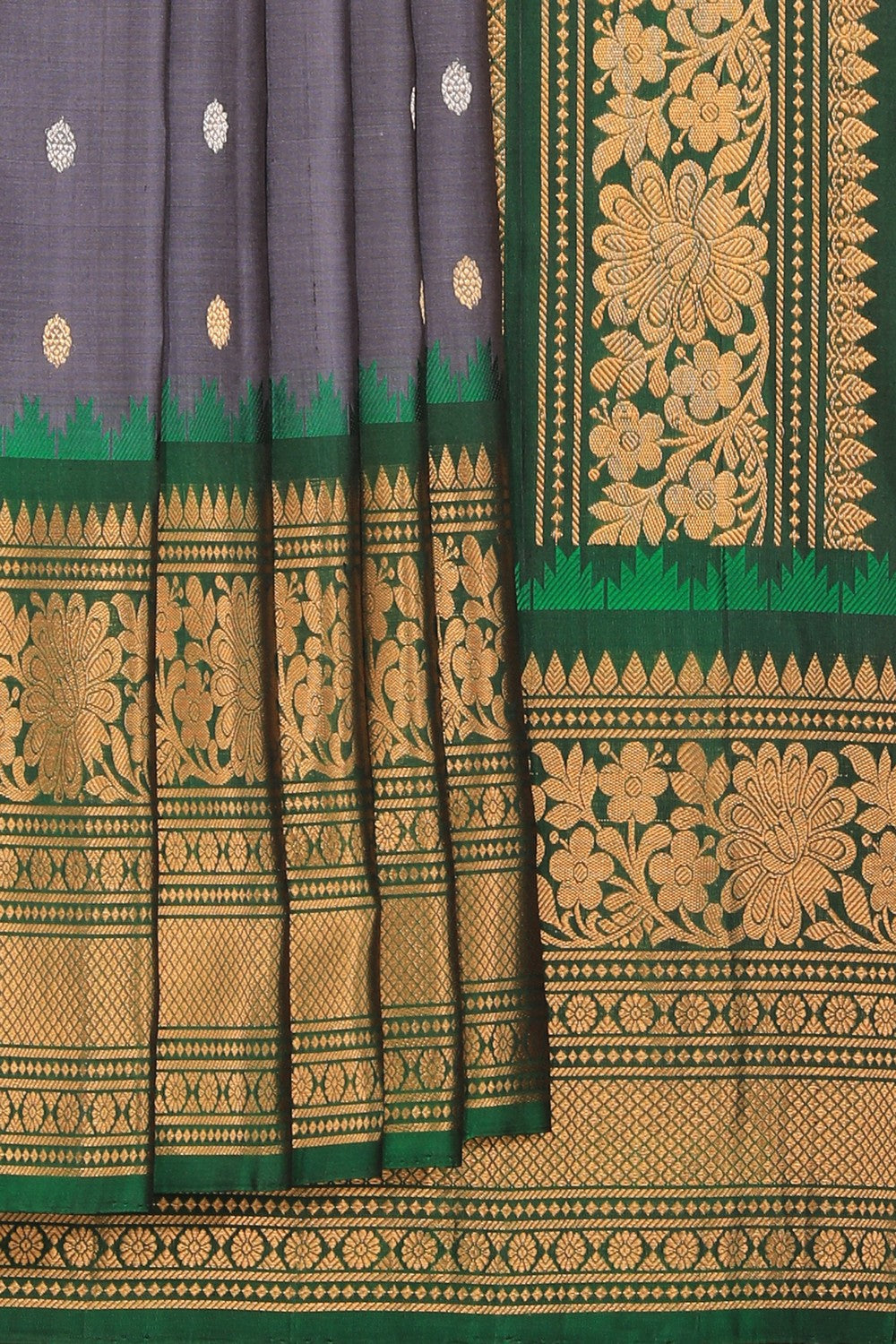 Kalanjali Gadwal Silk Grey Saree – Women's