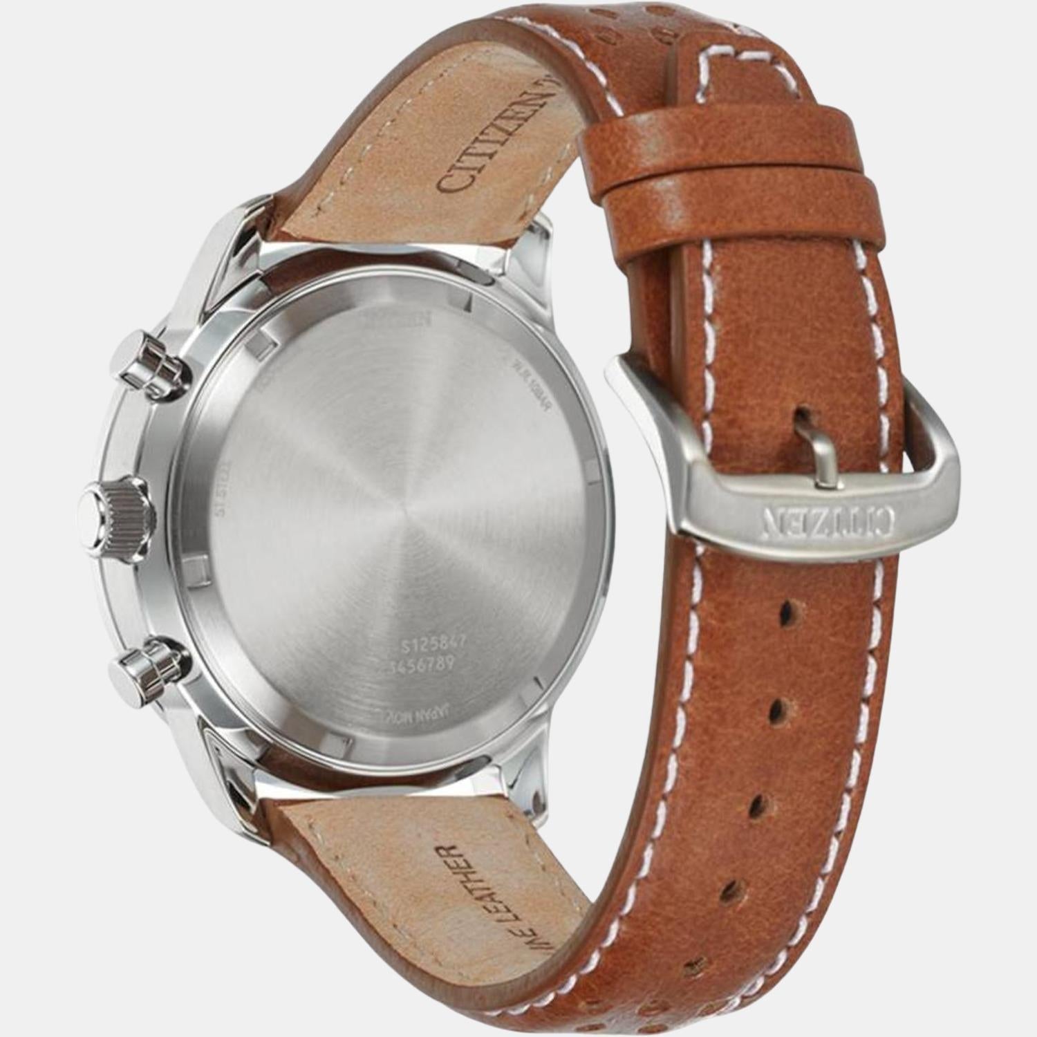 Citizen Eco-Drive Men Eco-Drive Cream Dial Chronograph Leather Watch CA4500-16X - view 3