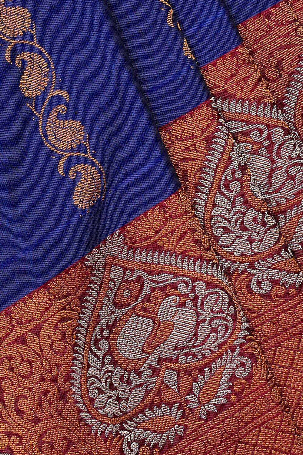 Kalanjali Gadwal-Silk Indigo Blue Saree – Women's - view 2