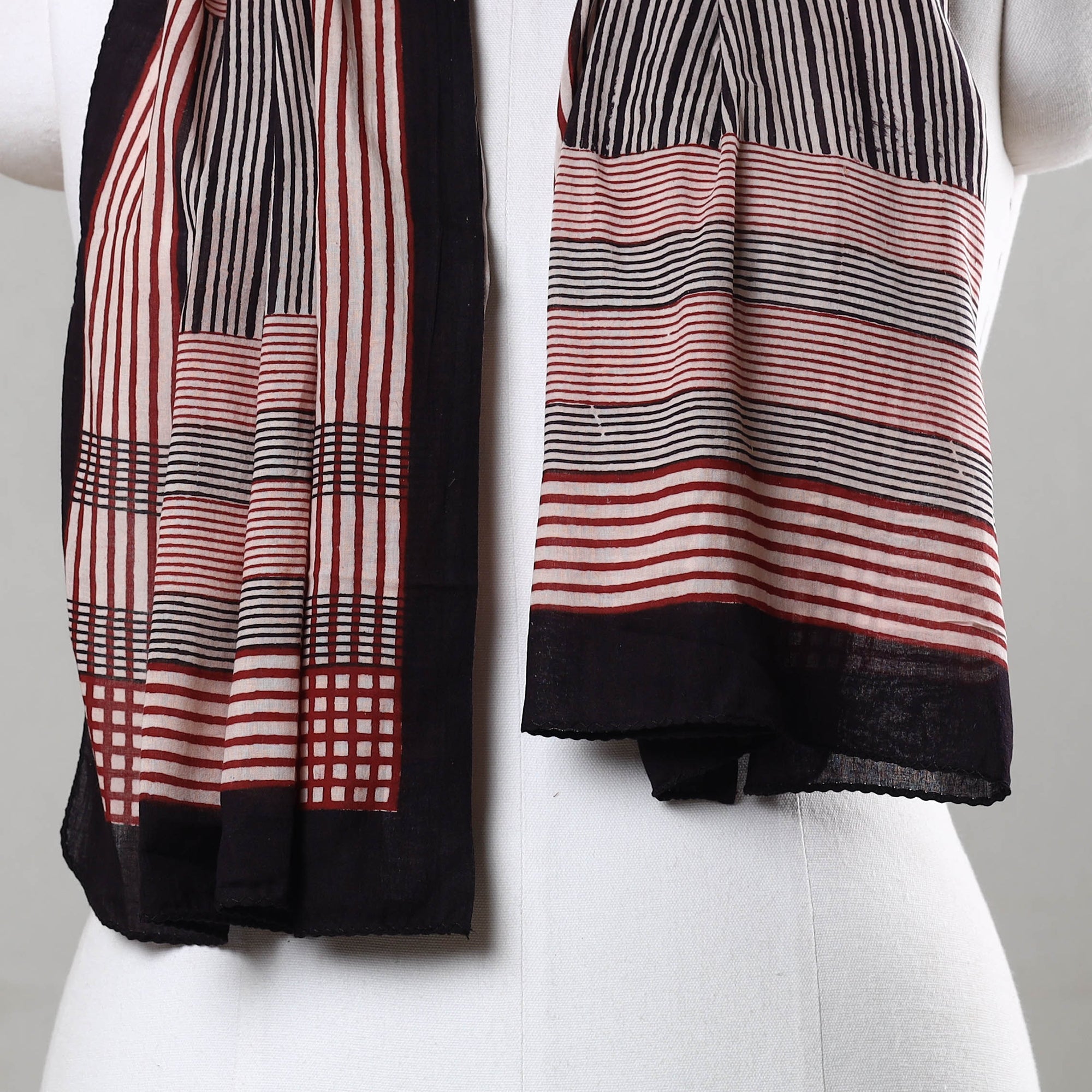 BAGH PRINTS BY MOHAMMED BILAL KHATRI Black - Bagh Hand Block Printed Cotton Stole - view 3