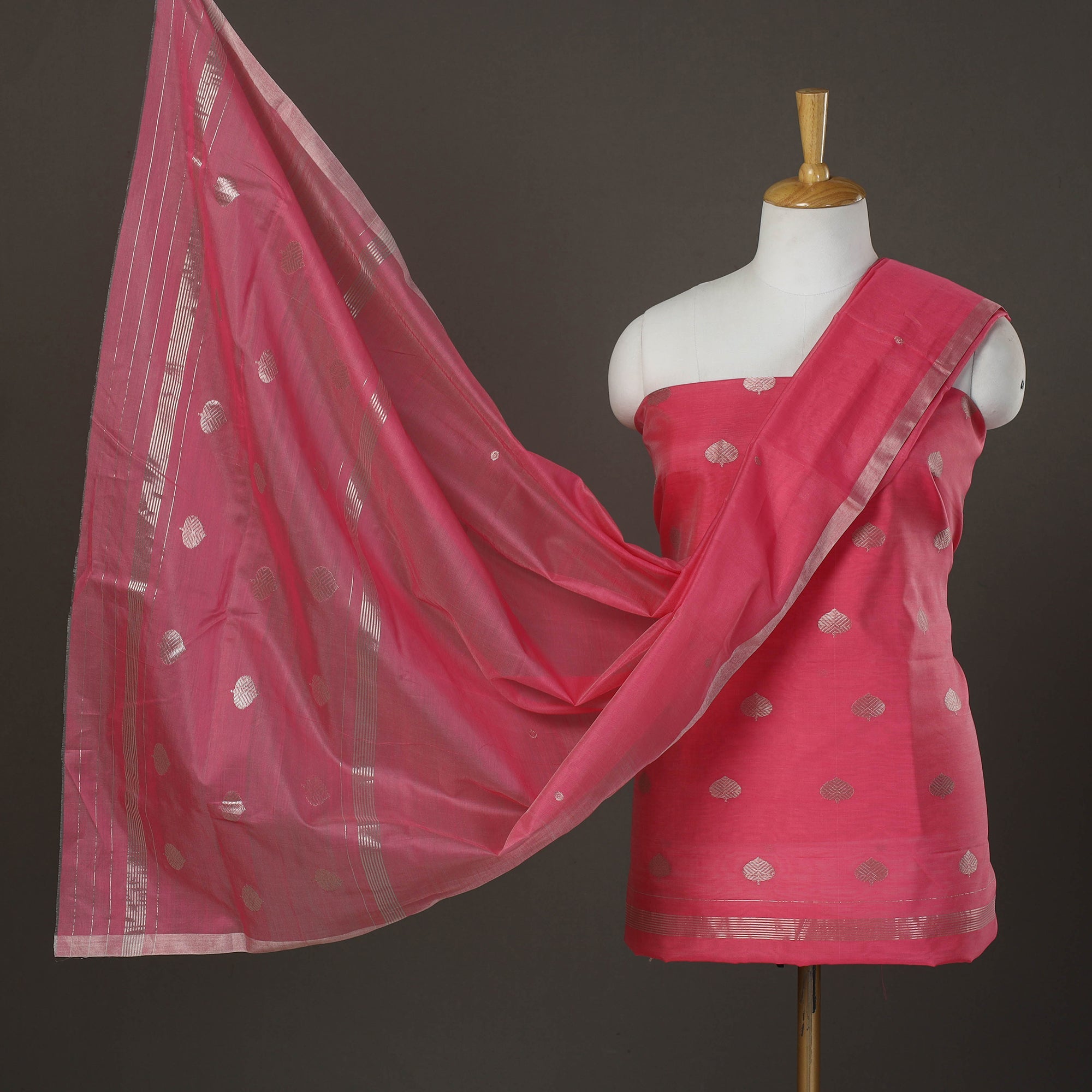 CHANDERI BY RAUPH KHAN 2pc Zari Buti Handloom Chanderi Silk Dress Material 19