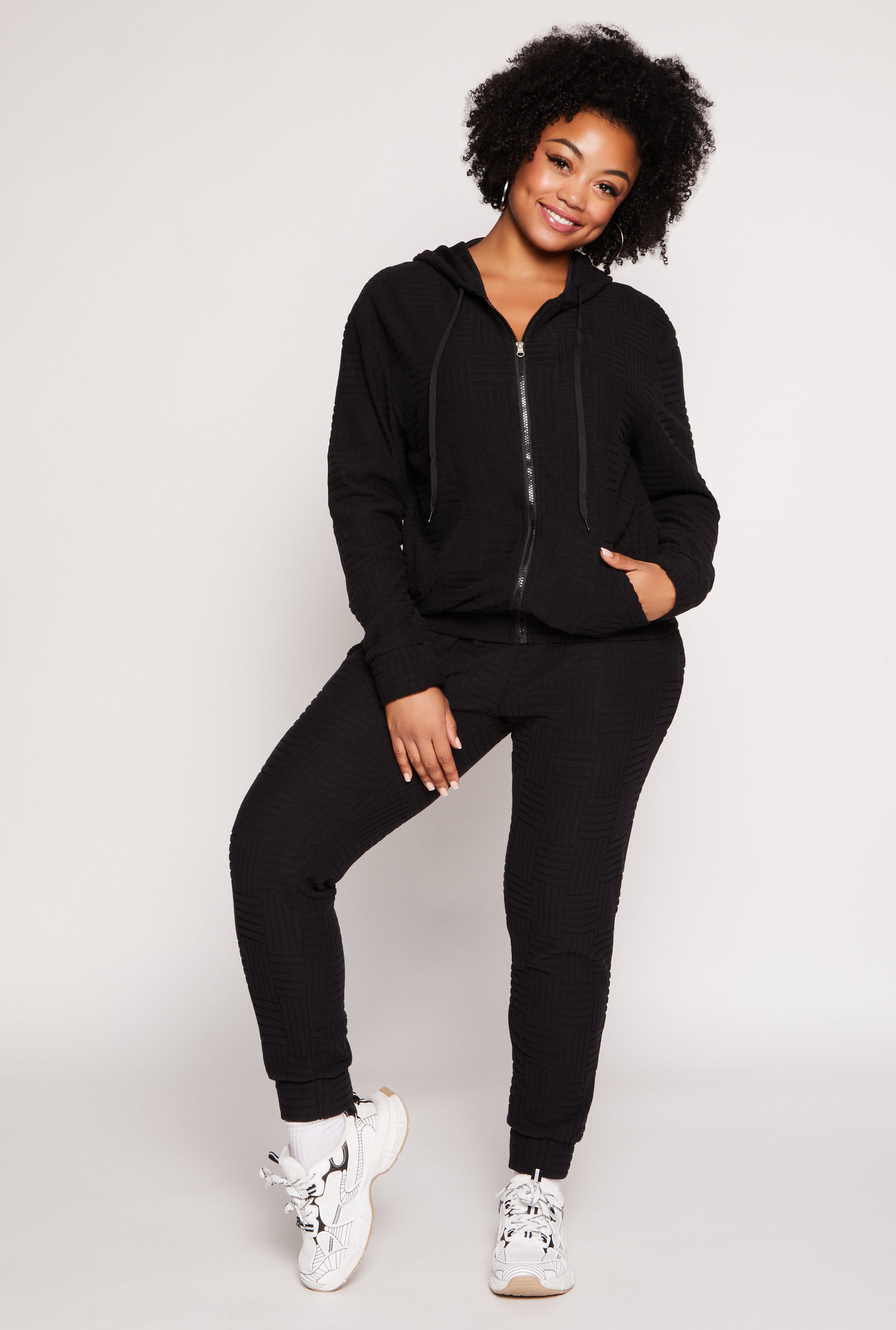 Rainbow Shops Plus Size Geometric Embossed Joggers
