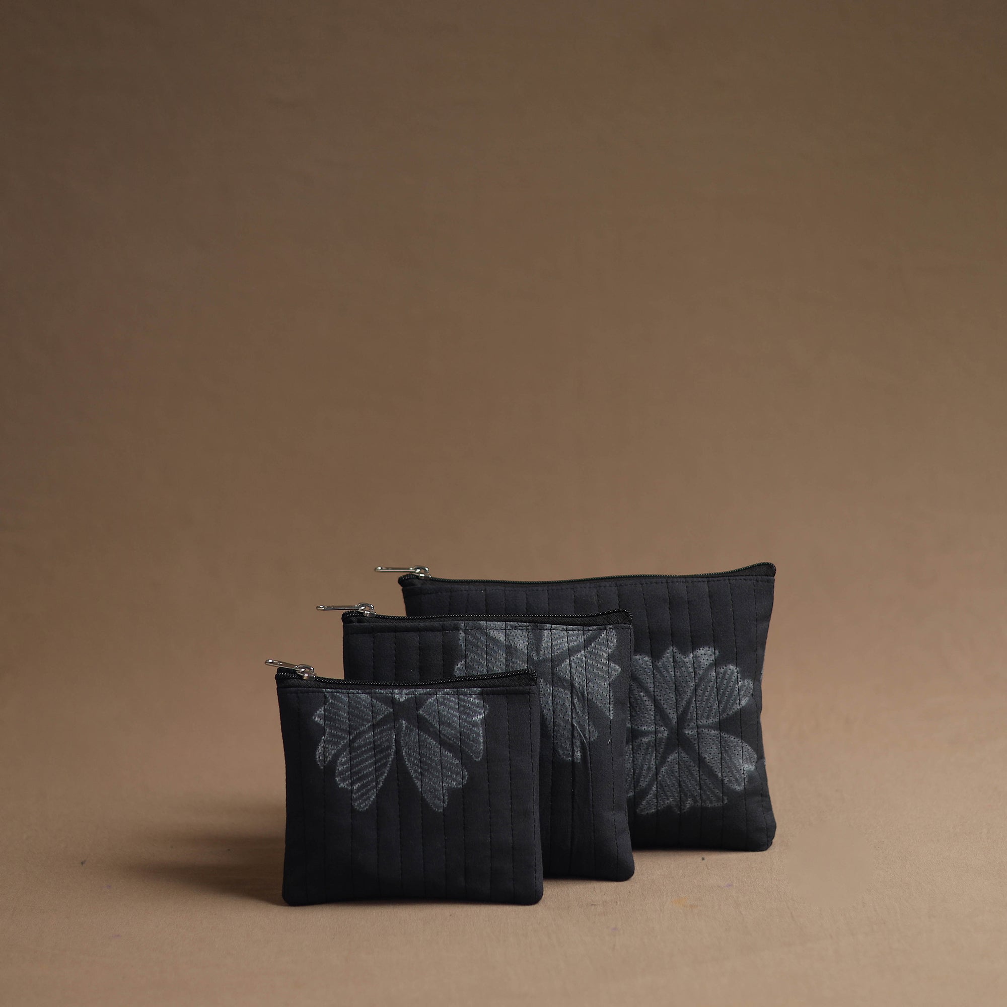 NOORI BAZAR Black - Handmade Cotton Multipurpose Utility Pouches (set of 3) 07