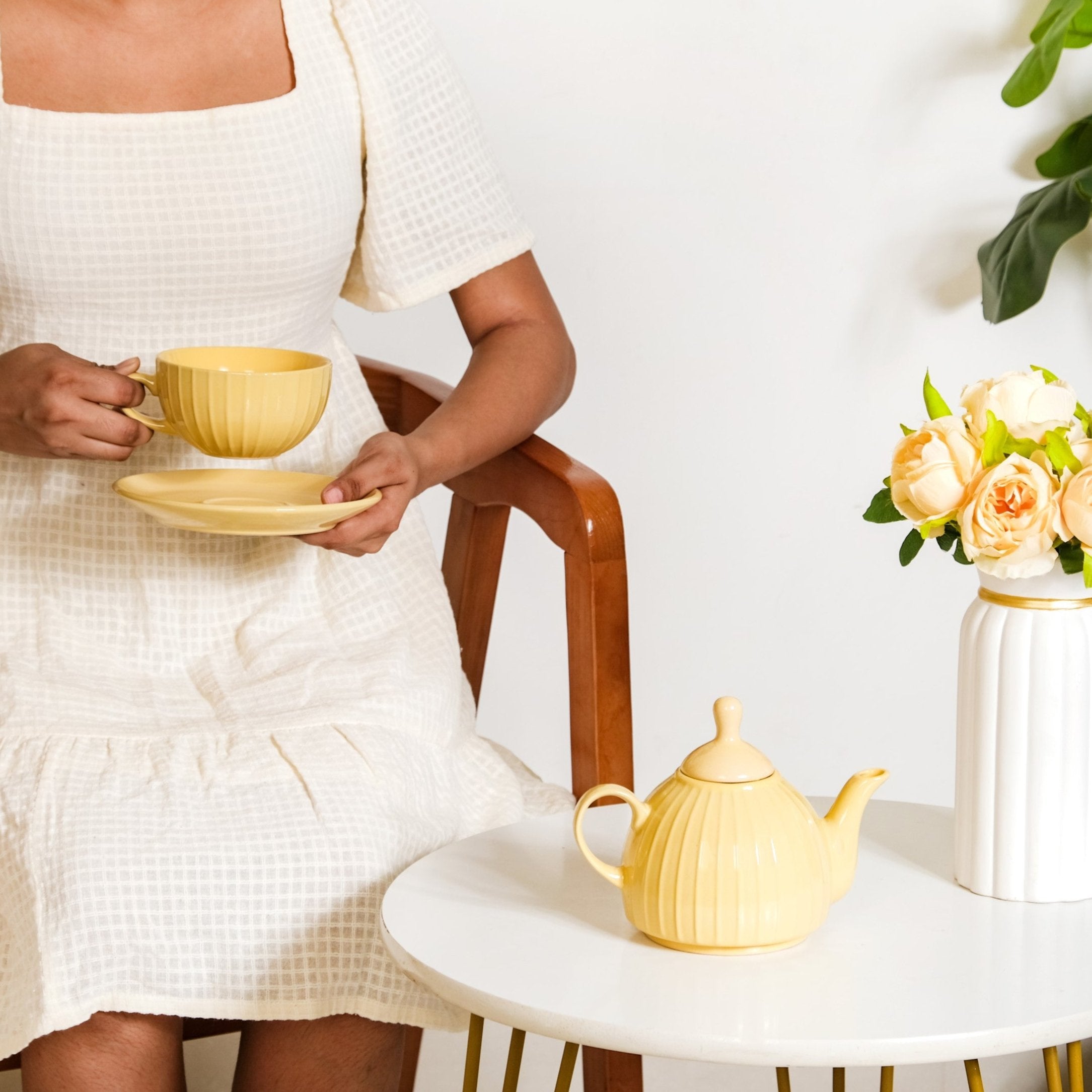 Nestasia Ambrosia Stackable Ceramic Tea Set For 1 Yellow - view 4