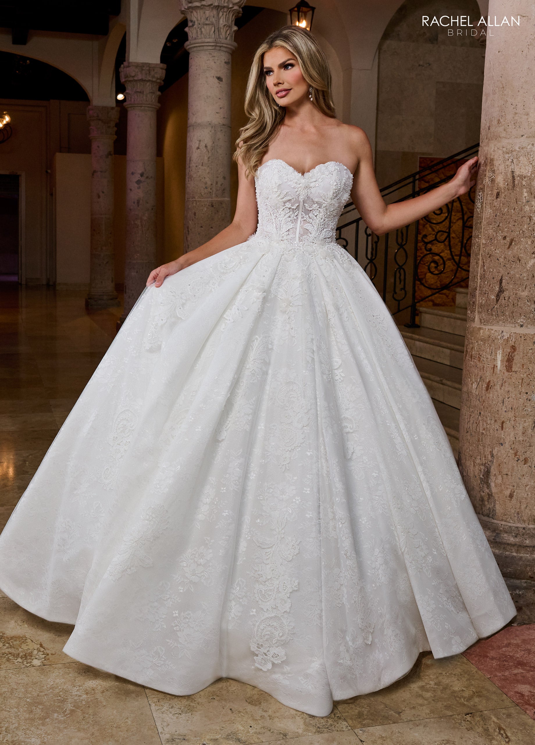 Mary's Bridal Ball Gowns Collection Applique Strapless Bridal Gown by Rachel Allan RB6168