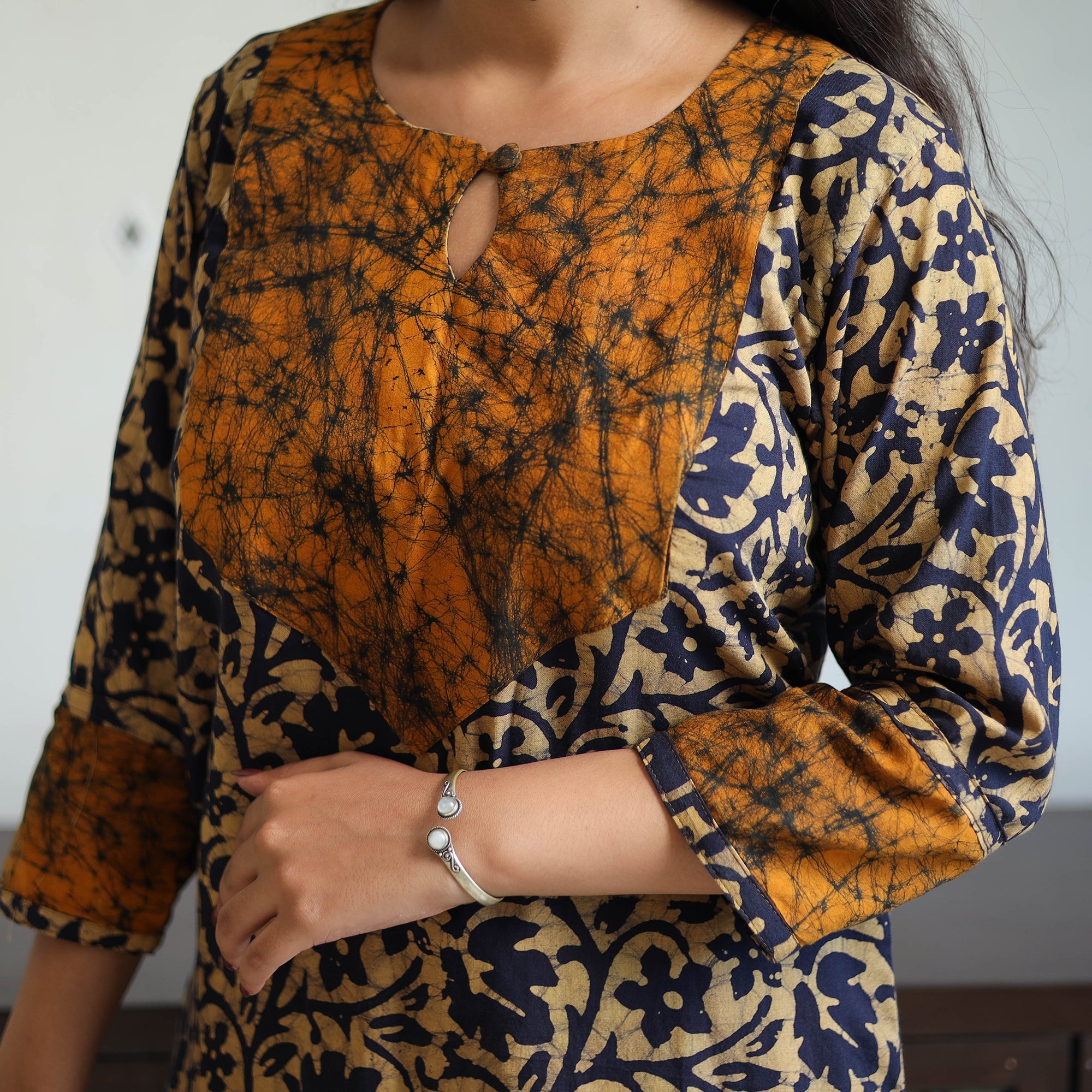 ITOKRI CASUALS Blue - Batik Print Cotton Kurta with Palazzo & Dupatta Suit Set 07 - view 4