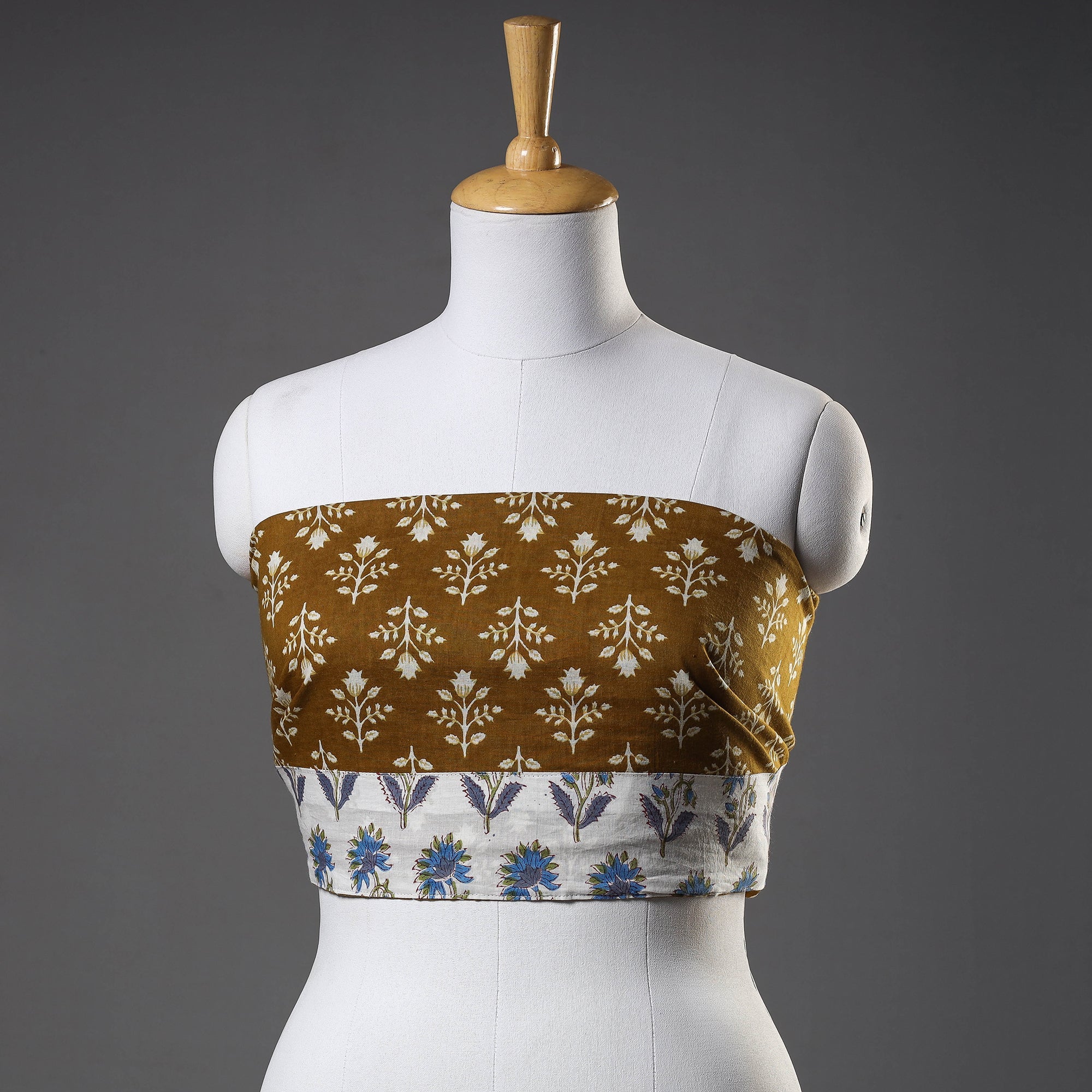NOORI BAZAR Brown - Sanganeri Block Printed Cotton Blouse Piece