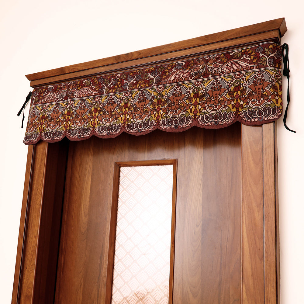 DWARAKA PLUS Brown - Handpainted Kalamkari Ashtalakshmi Toran (11 x 46 in) - view 2
