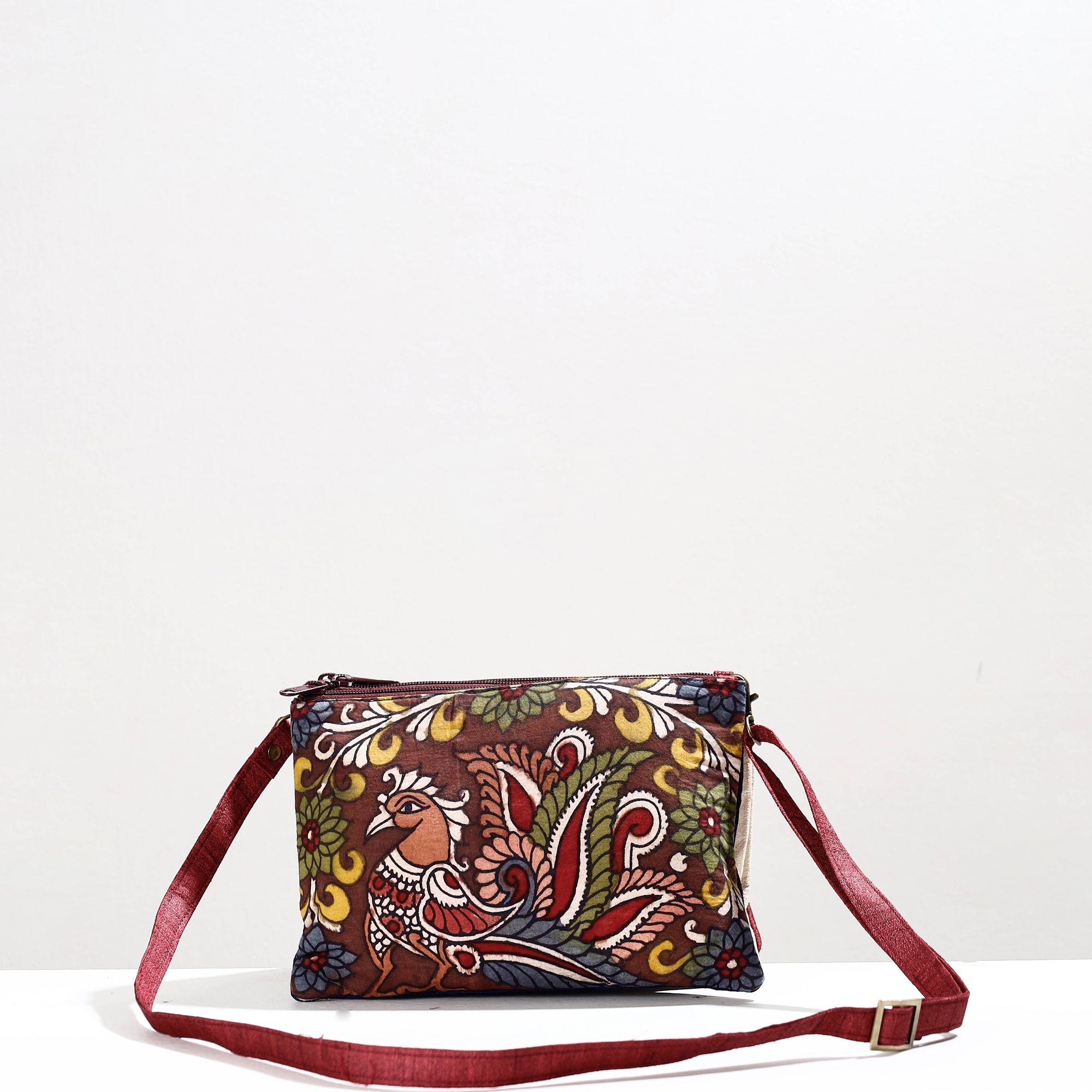 DWARAKA PLUS Brown - Handpainted Kalamkari Natural Dyed Ghicha Silk Sling Bag - view 3