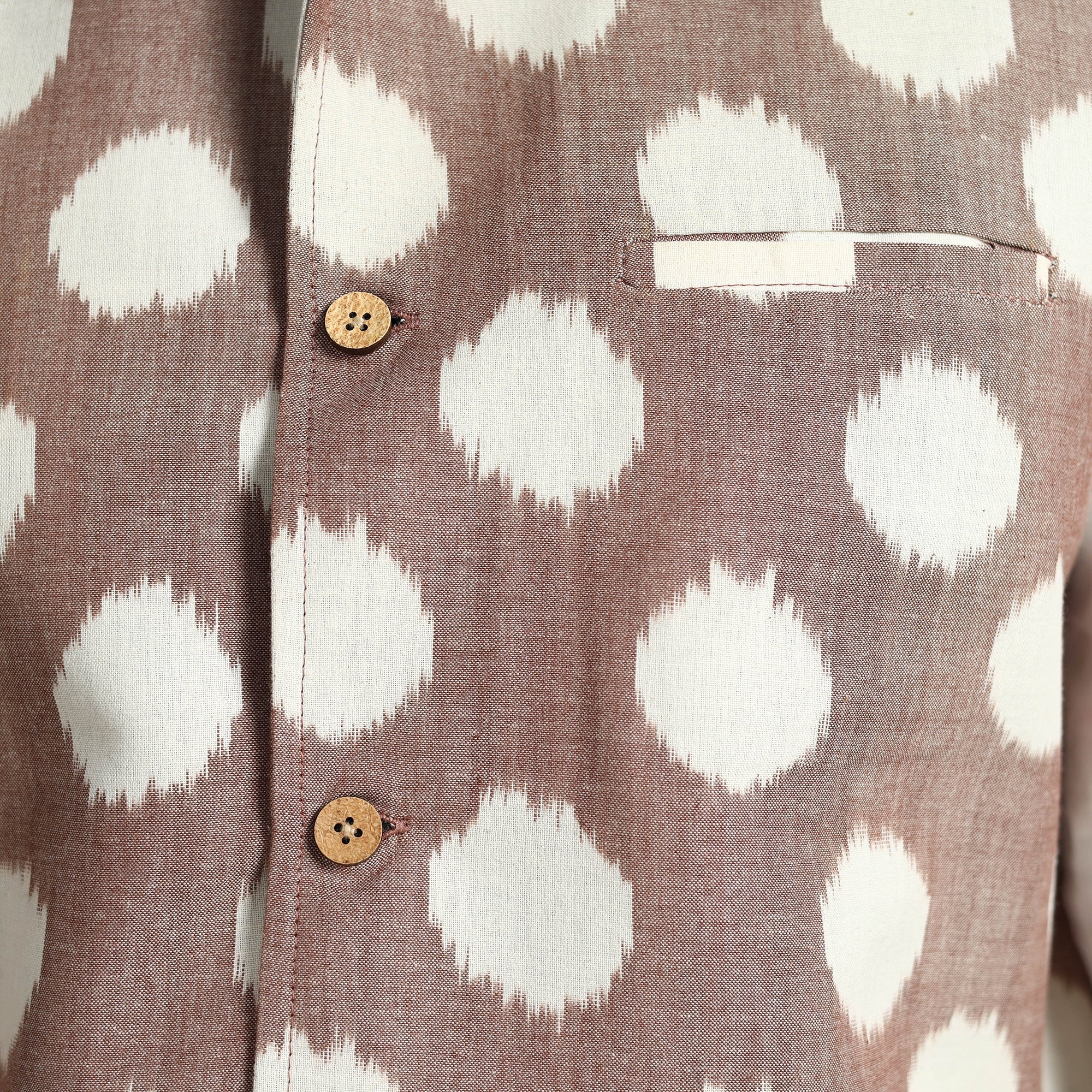 ITOKRI CASUALS Brown - Pochampally Double Ikat Handloom Cotton Men Nehru Jacket 05 - view 7