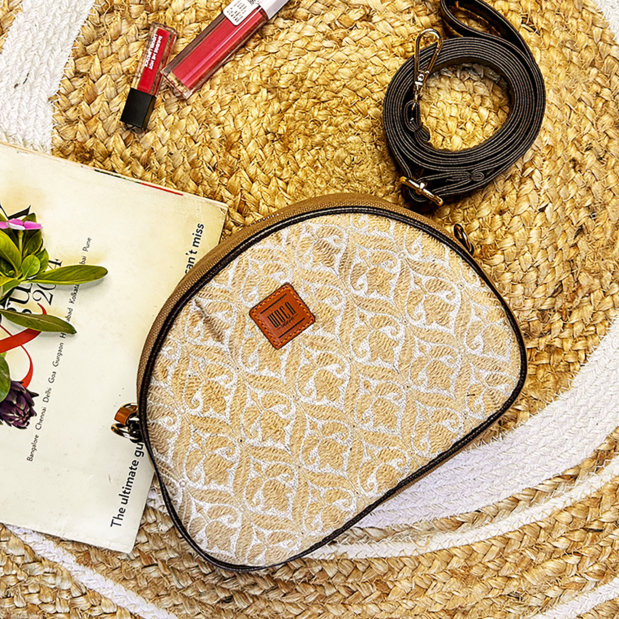 WOCA DESIGNS Beige - Mastani Banarasi Silk Sling Bag