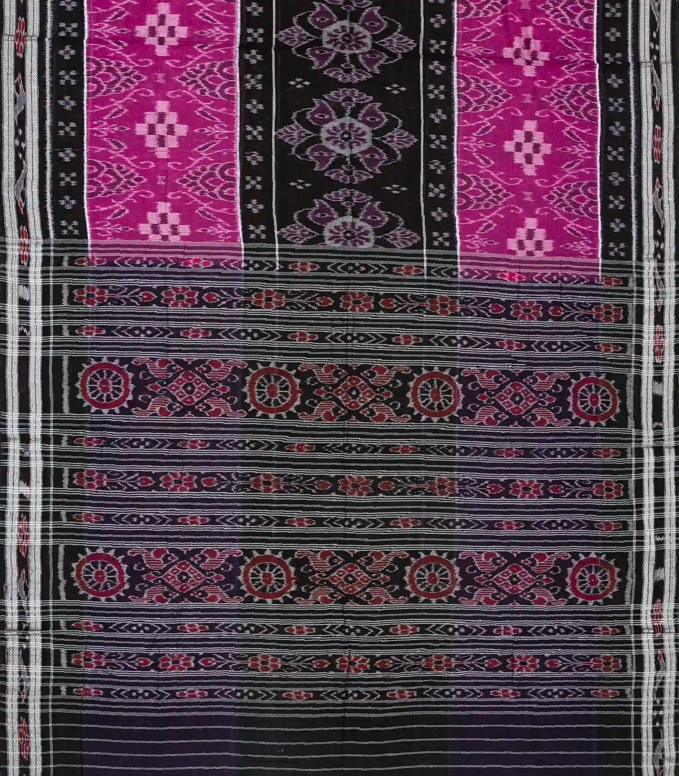 RmKV Black Handloom Orissa Cotton Saree And Purple Border - view 2
