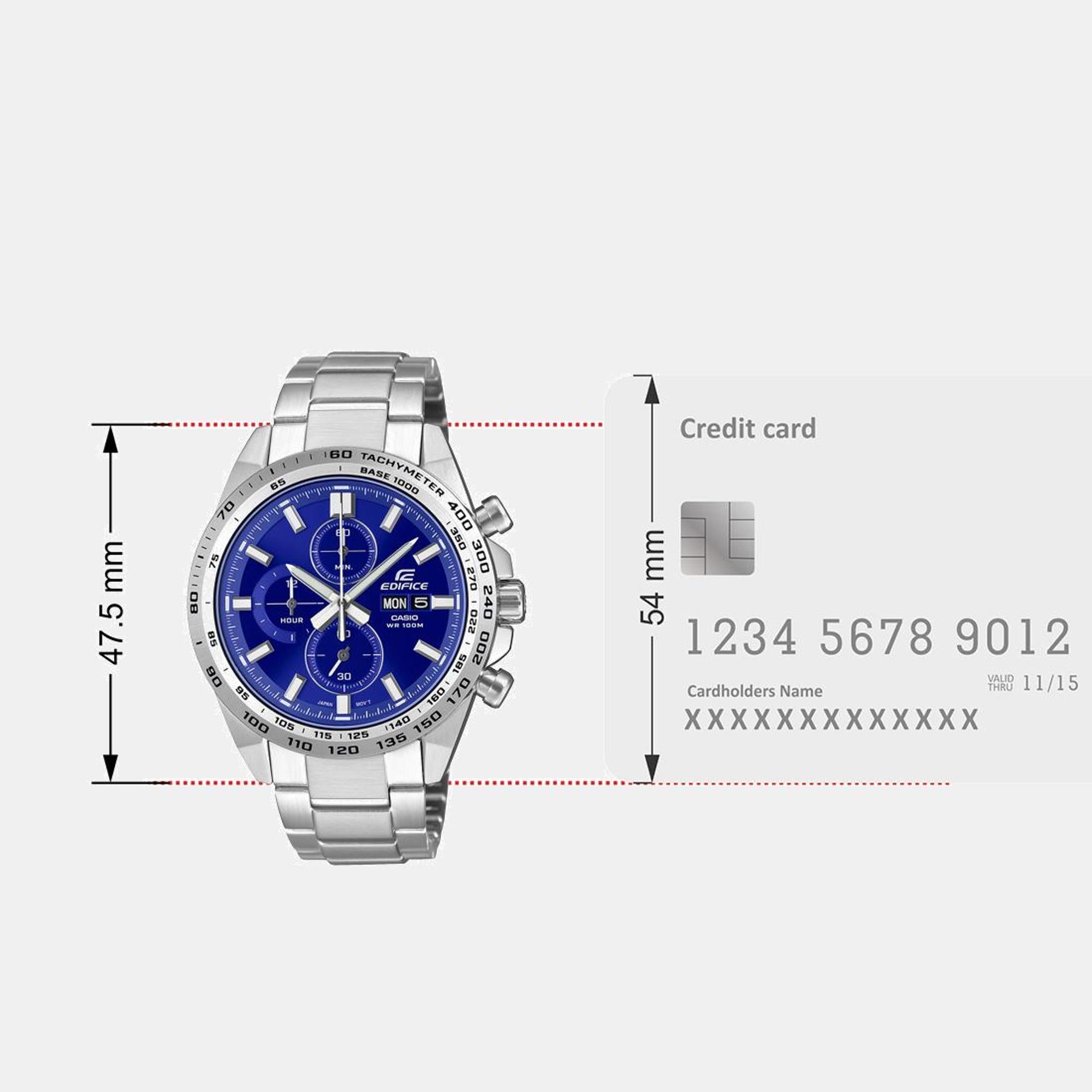 Casio Edifice Men Quartz Blue Dial Chronograph Stainless Steel Watch ED594 - view 8