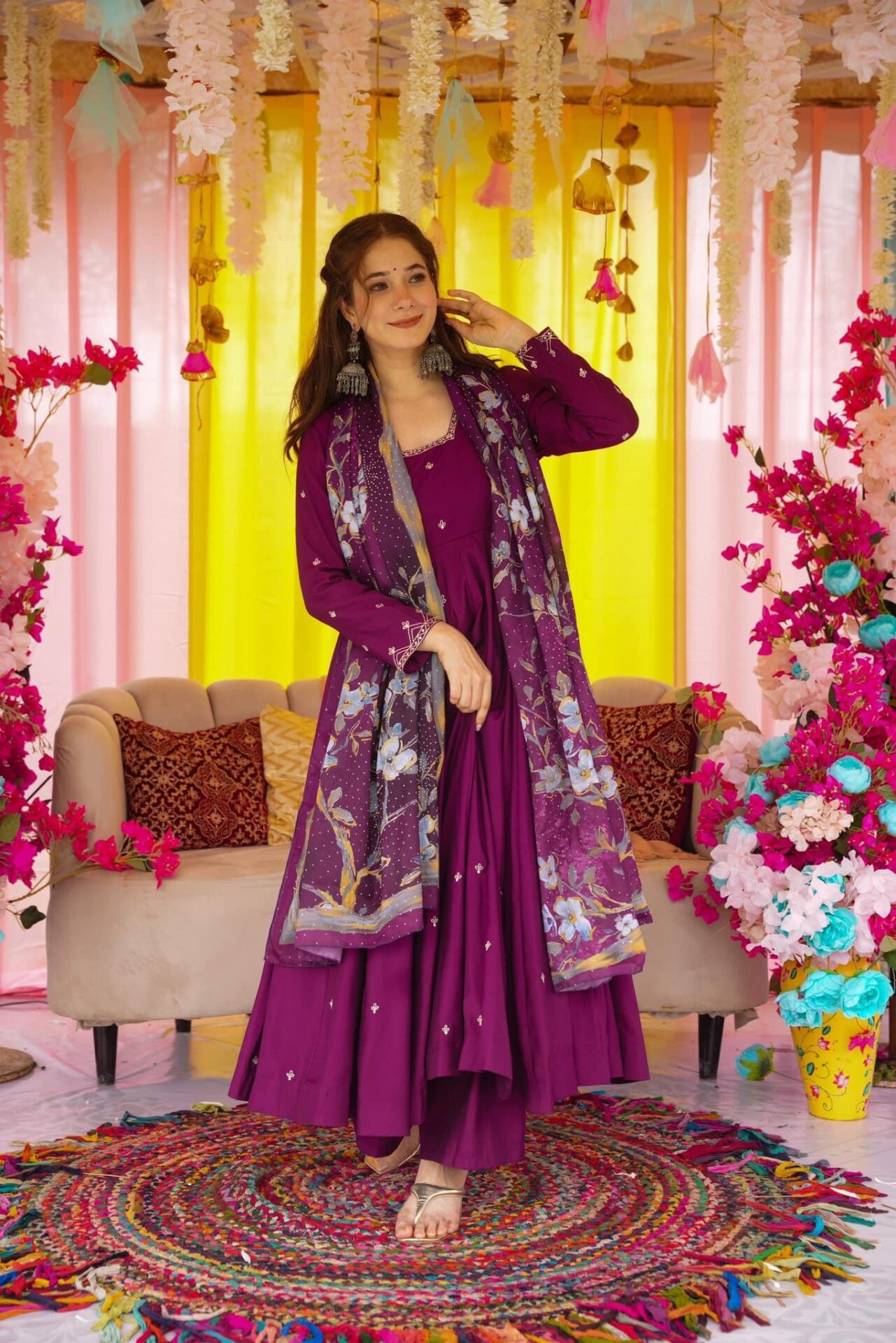 Idaho-o Imperial Purple muslin suit set