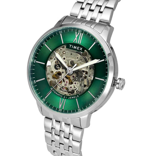 Timex E Class Trend Men Automatic Green Round Stainless Steel Dial Watch 42mm TWEG23502 - view 2