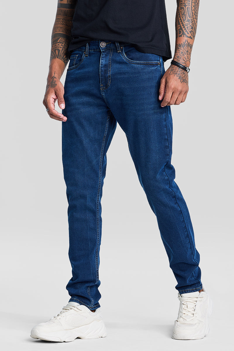 SNITCH Navy Tapered Fit Jeans