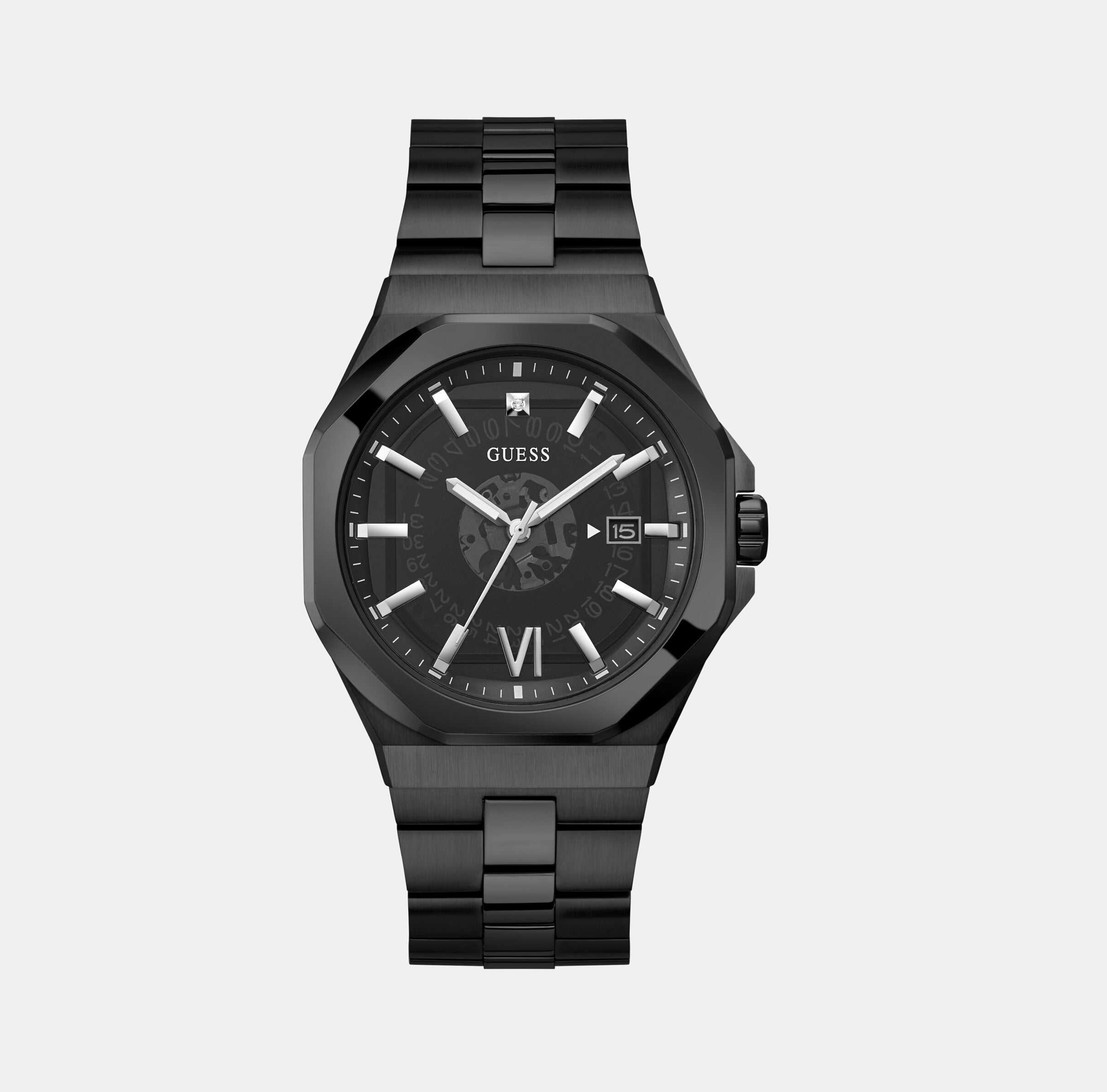 Guess Emperor Men Quartz Black Dial Analog Stainless Steel Watch GW0573G3