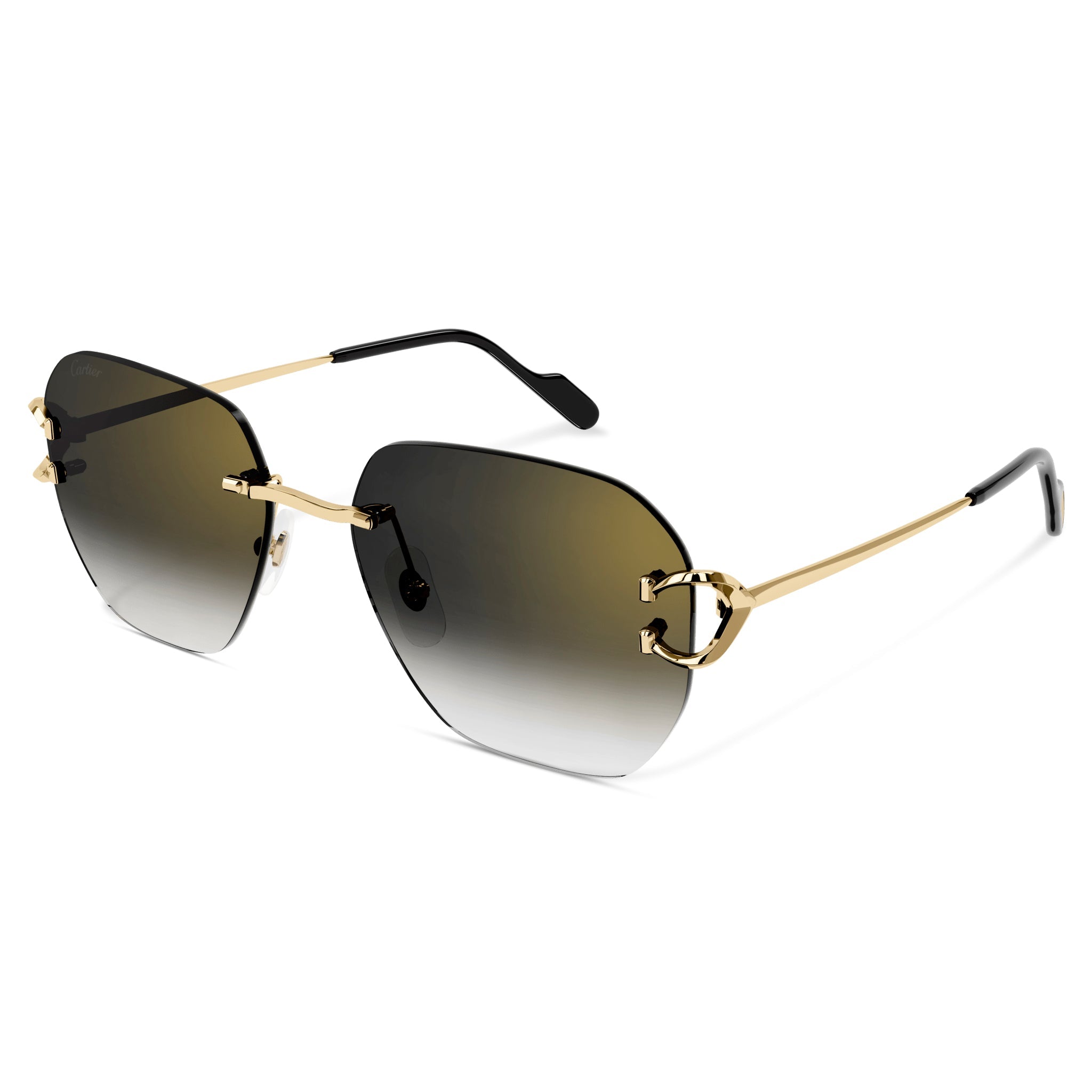 Cartier Eyewear CT0394S-001 C Decor Gold Grey Rimless Sunglasses - view 2