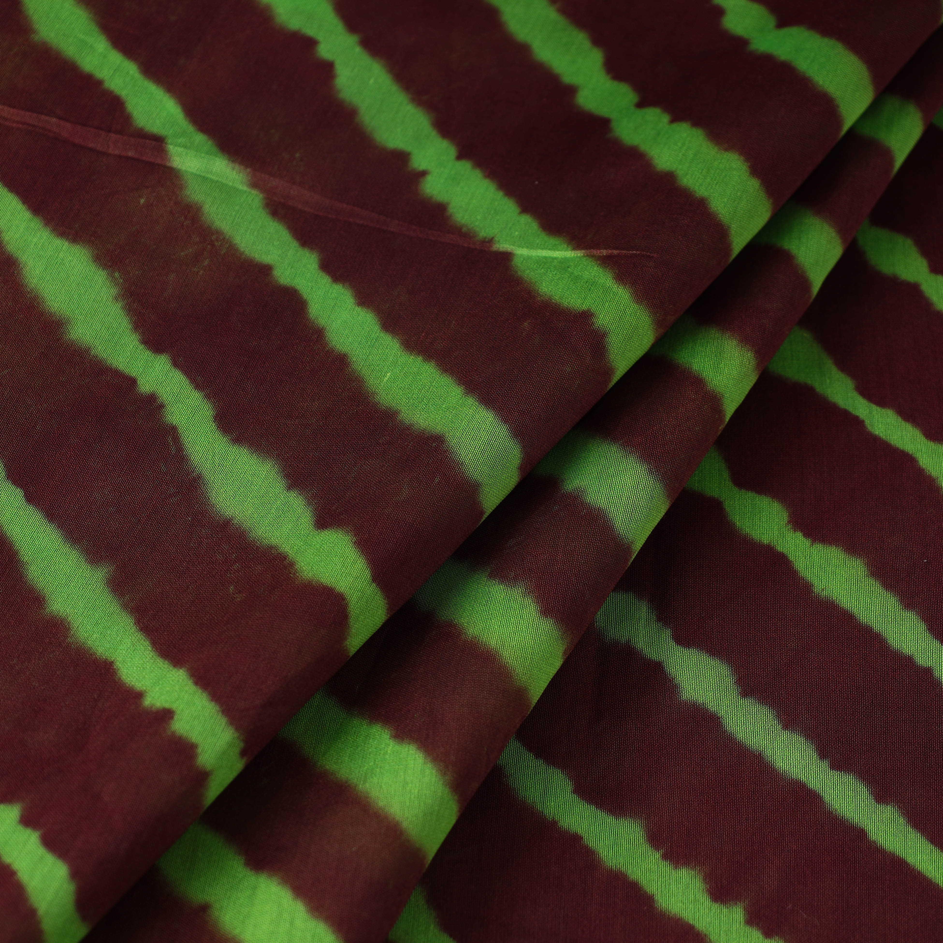 LEHARIYA BY BADSHAH MIYAN Brown - Handloom Chanderi Silk Tie-Dye Leheriya Fabric 18 - view 2
