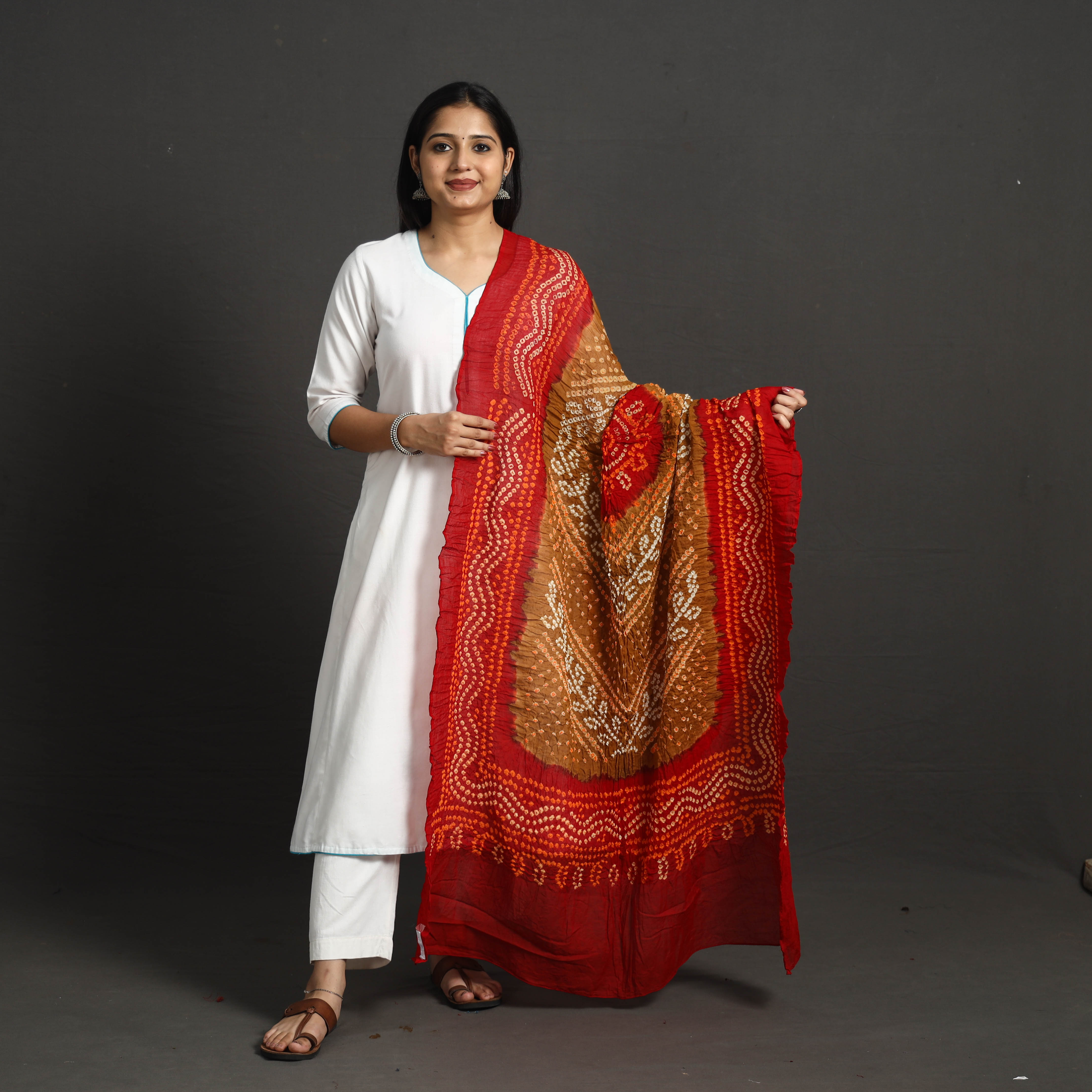 KACHCHH JI CHHAAP Kutch Tie-Dye Cotton Bandhani Dupatta 76