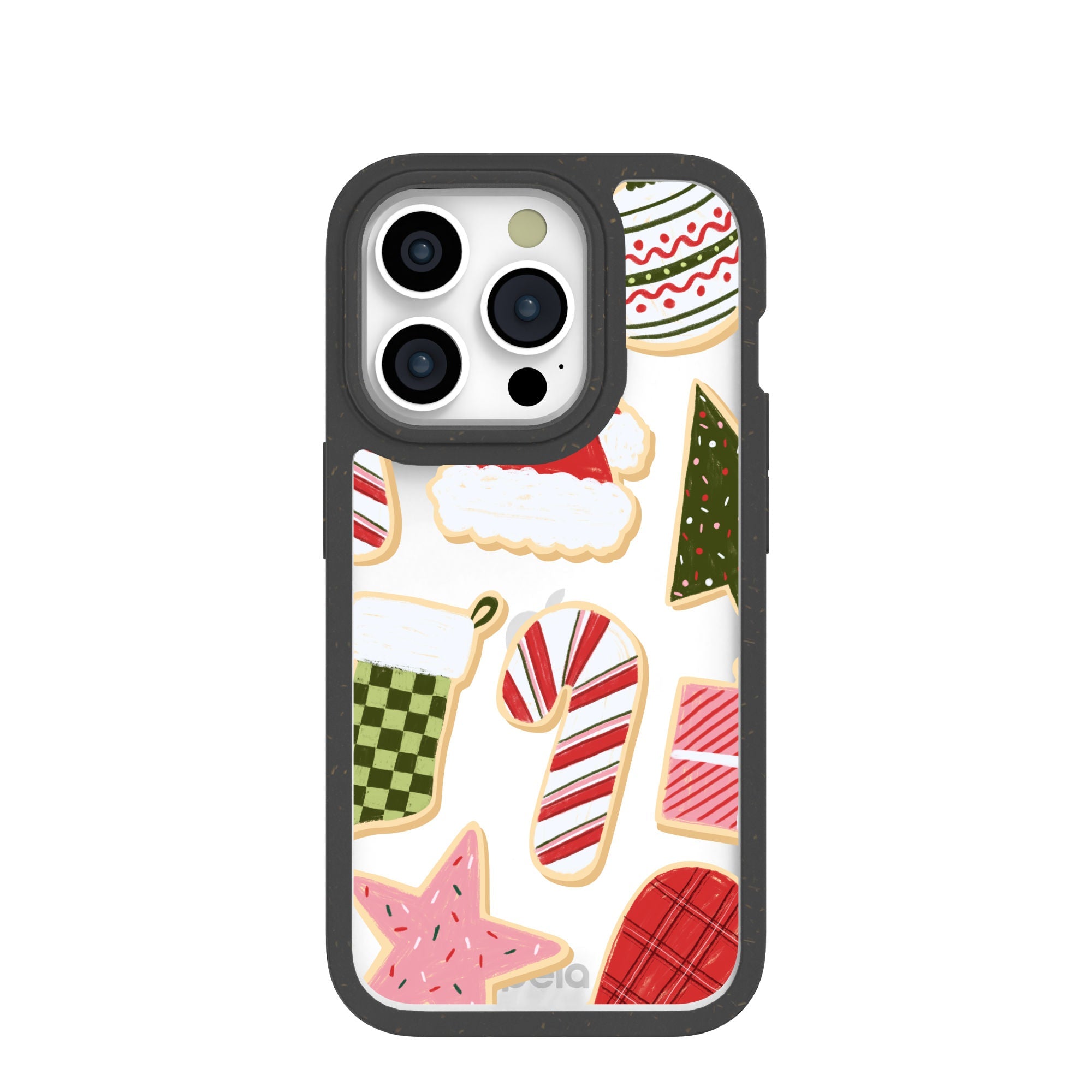 BlackTree Clear Festive Cookies iPhone 15 Pro Case With Black Ridge