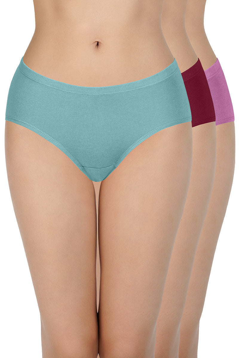 every de 100% Cotton Hipster Panty Pack (Pack of 3) - D014 - Solid