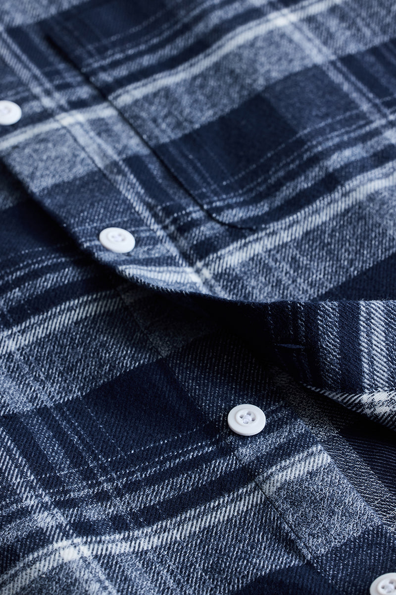 SNITCH Navy Plaid Box Fit Flannel Shirt - view 9