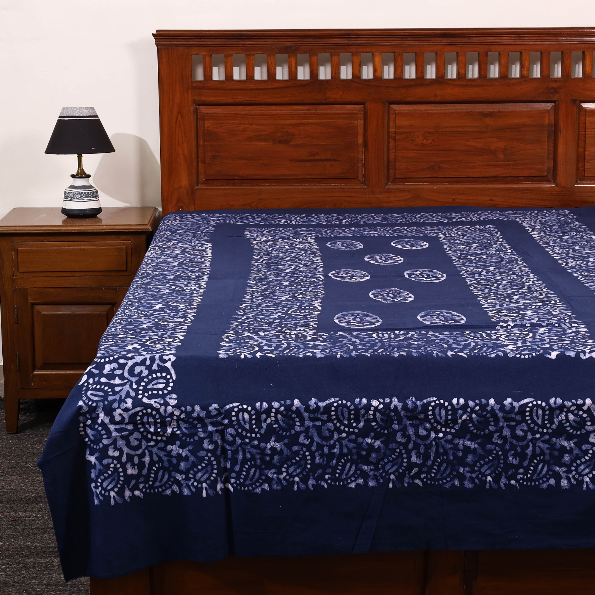 BATIK BY MD. SHARIFF Blue - Cotton Hand Batik Print Single Bedsheet (91 x 57 ) 22