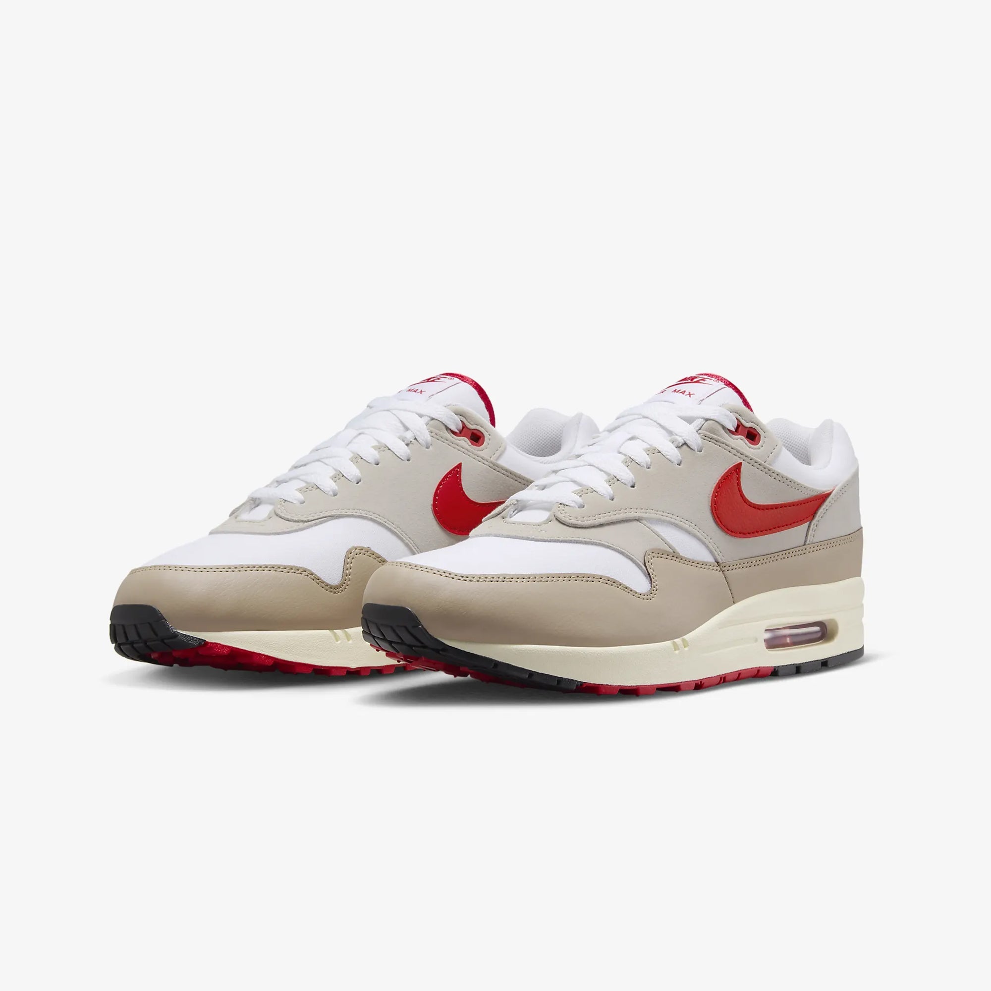 Nike | AIR MAX 1 { WHITE/UNIVERSITY RED-CREAM II-LIMESTONE - view 2