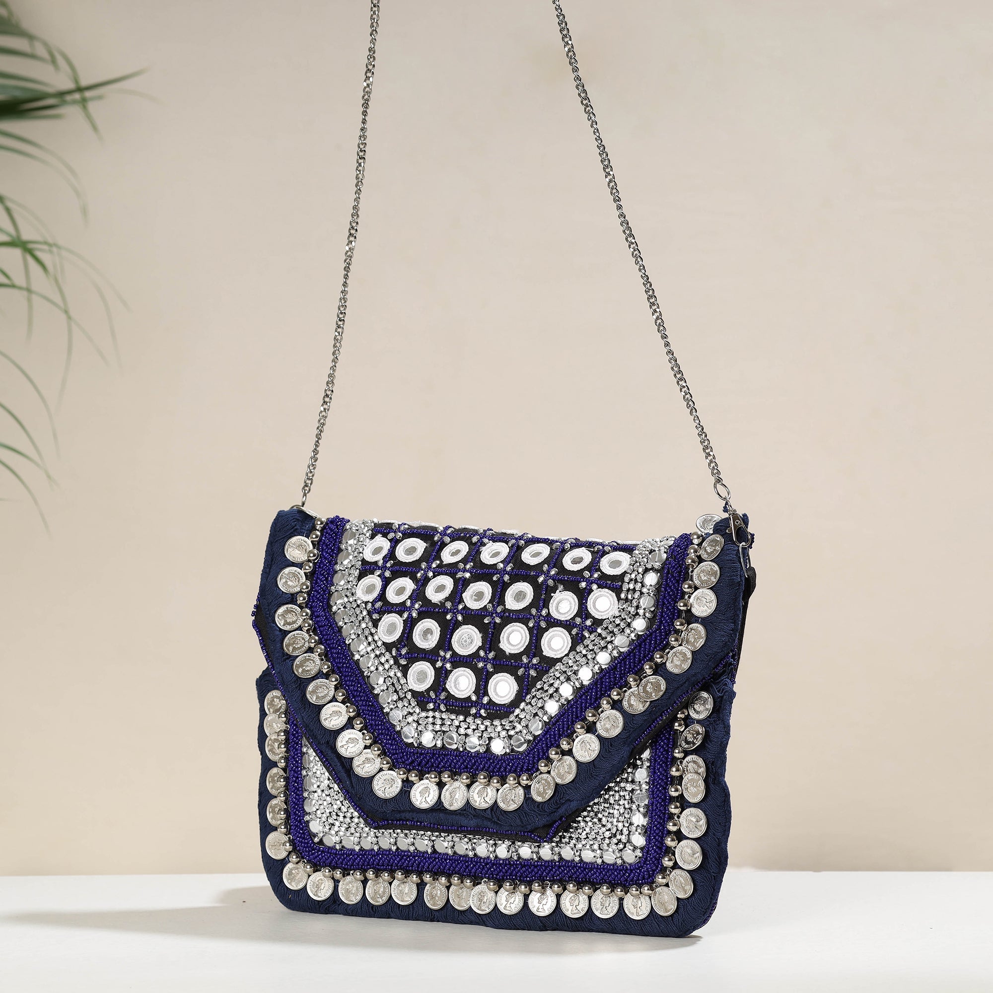 HAVELI CHRONICLES Blue - Banjara Boho Ethnic Embellished Handcrafted Sling Bag - view 3