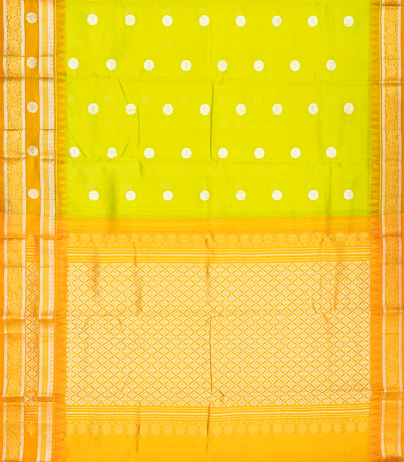 RmKV Light Green Handloom Chirala Silk Cotton With Mustard Border-Light Green - view 2