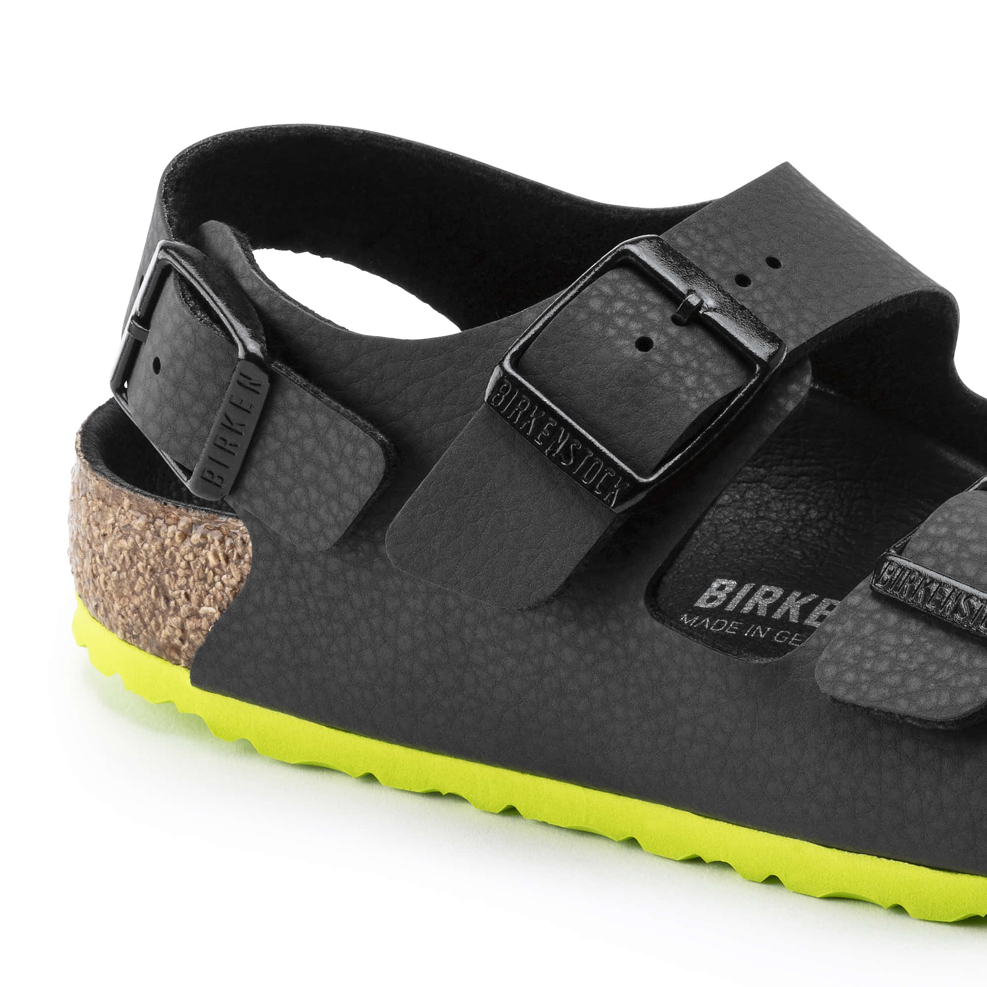 Birkenstock Milano Kids Birko-Flor – Black Black/Desert Soil Black Lime - view 5