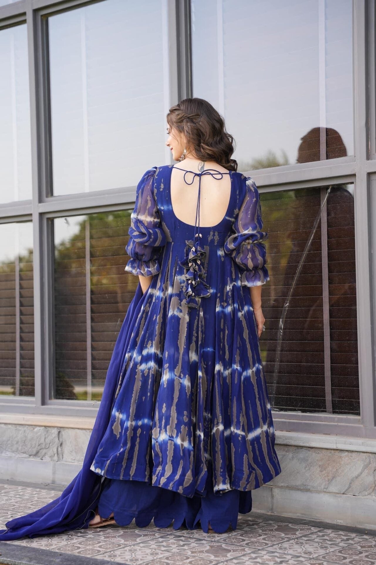 Idaho-o Trinity blue organza suit set - view 5