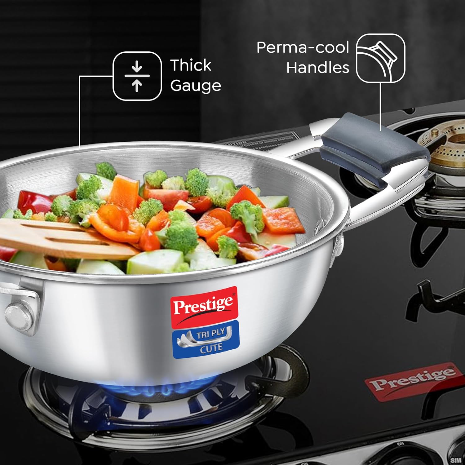 Prestige Tri-Ply Stainless Steel Cute 12 cm Kadai | Gas & Induction Compatible | Silver - view 4